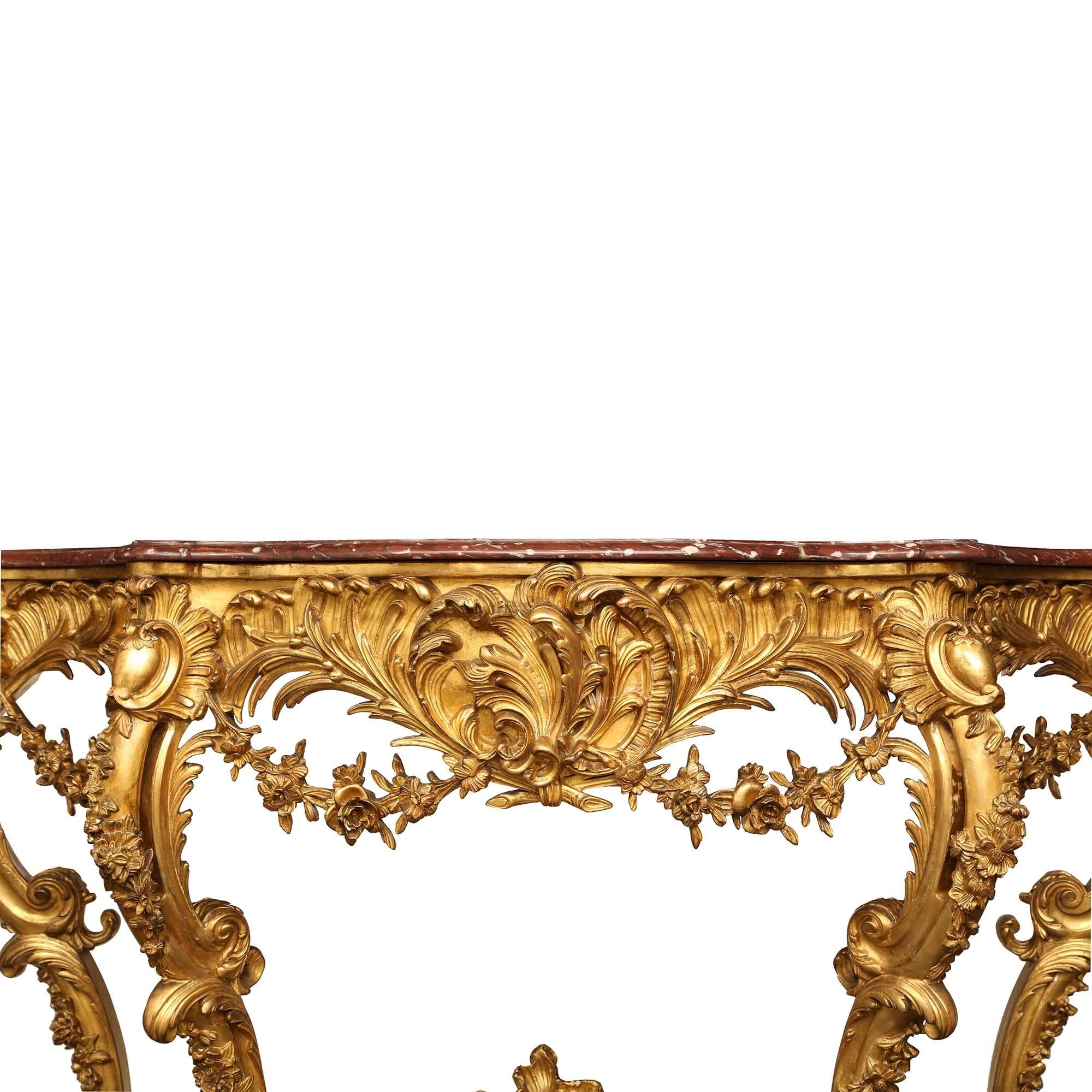 French 19th Century Louis XV St. Giltwood Console with the Original ...