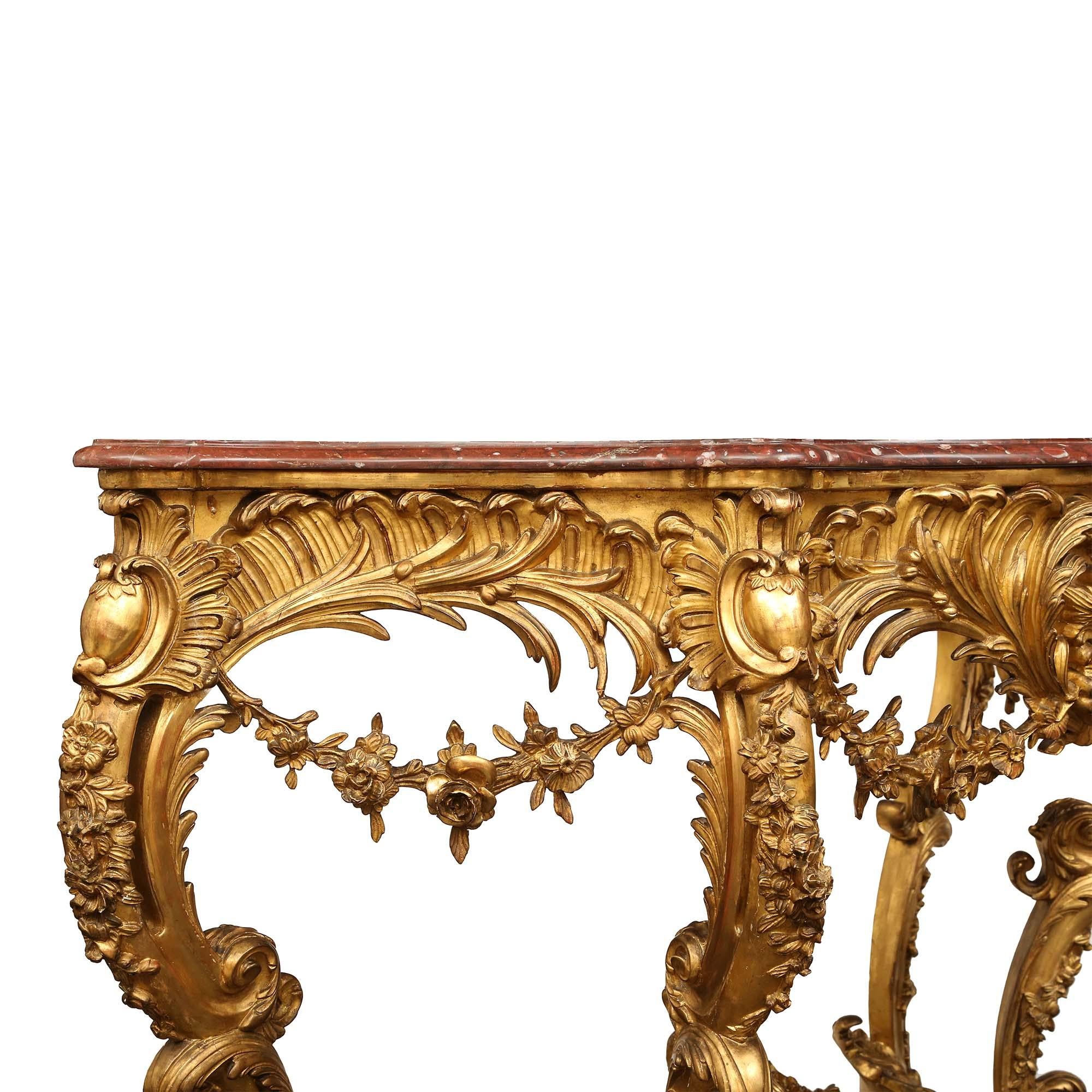French 19th Century Louis XV St. Giltwood Console with the Original ...