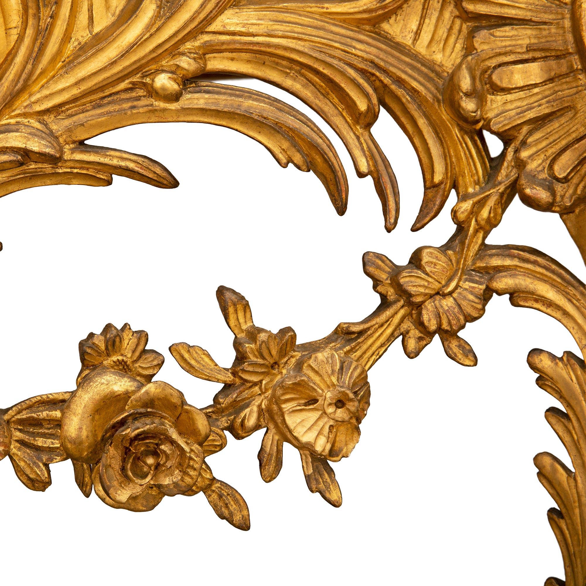 French 19th Century Louis XV St. Giltwood Console with the Original Marble Top For Sale 5