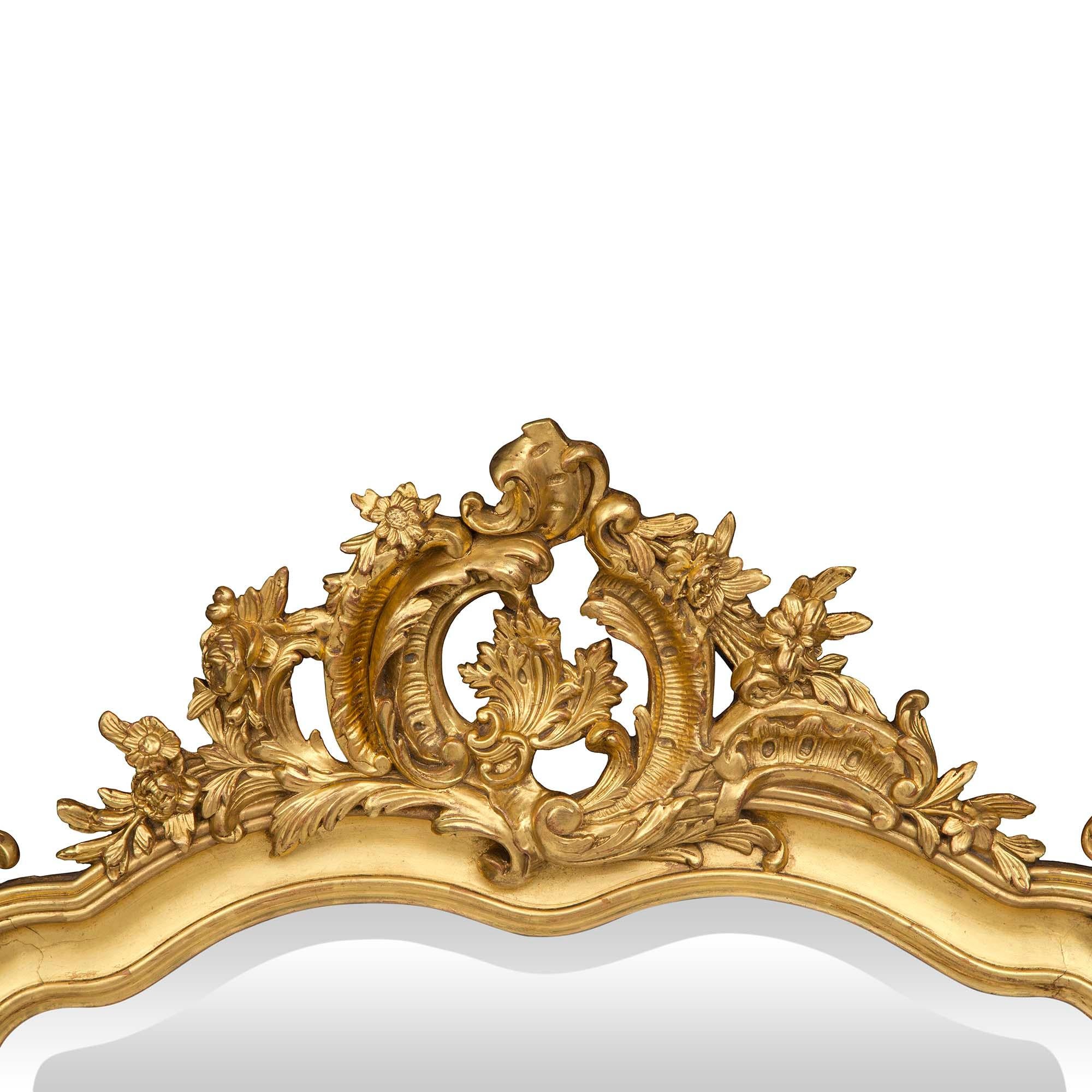 French 19th Century Louis XV St. Giltwood Mirror For Sale 1