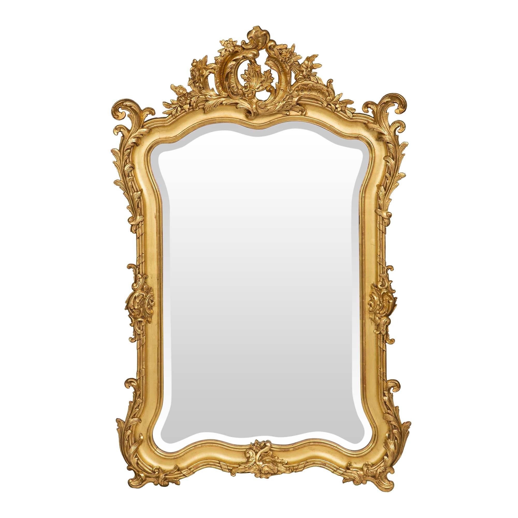 French 19th Century Louis XV St. Giltwood Mirror