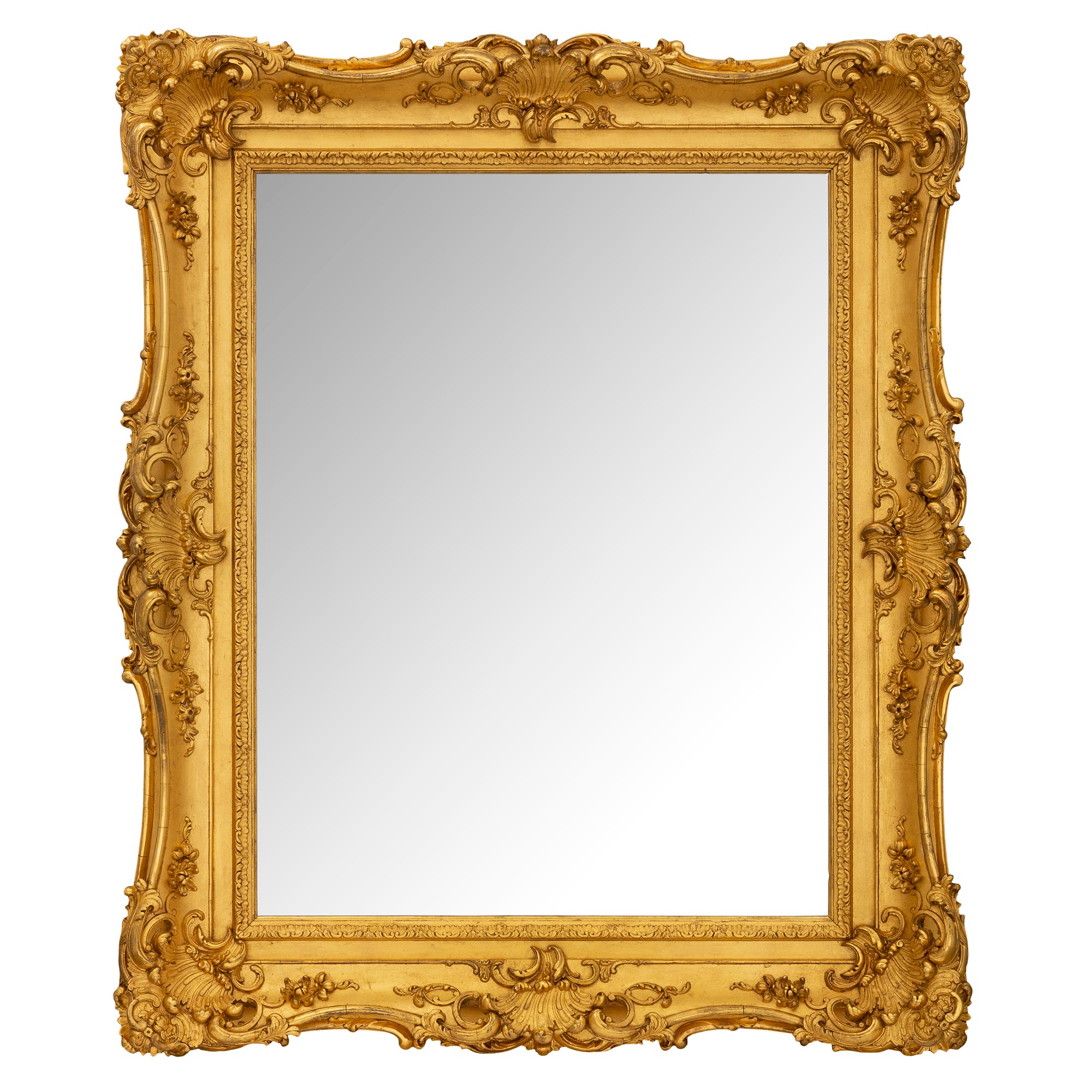 French 19th Century Louis XV St. Giltwood Mirror For Sale