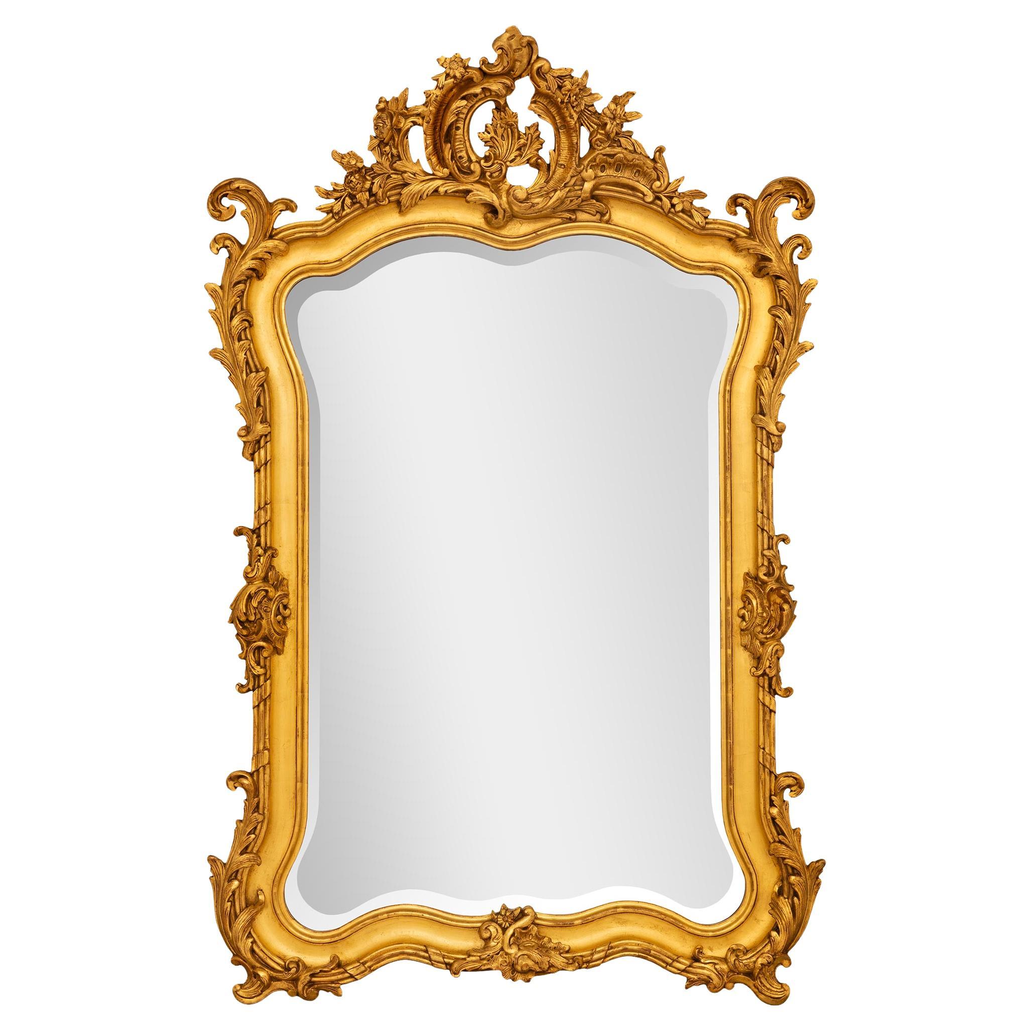 French 19th Century Louis XV St. Giltwood Mirror