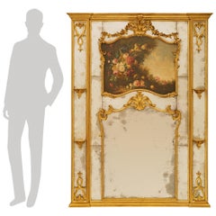 French 19th century Louis XV st. Giltwood Trumeau mirror