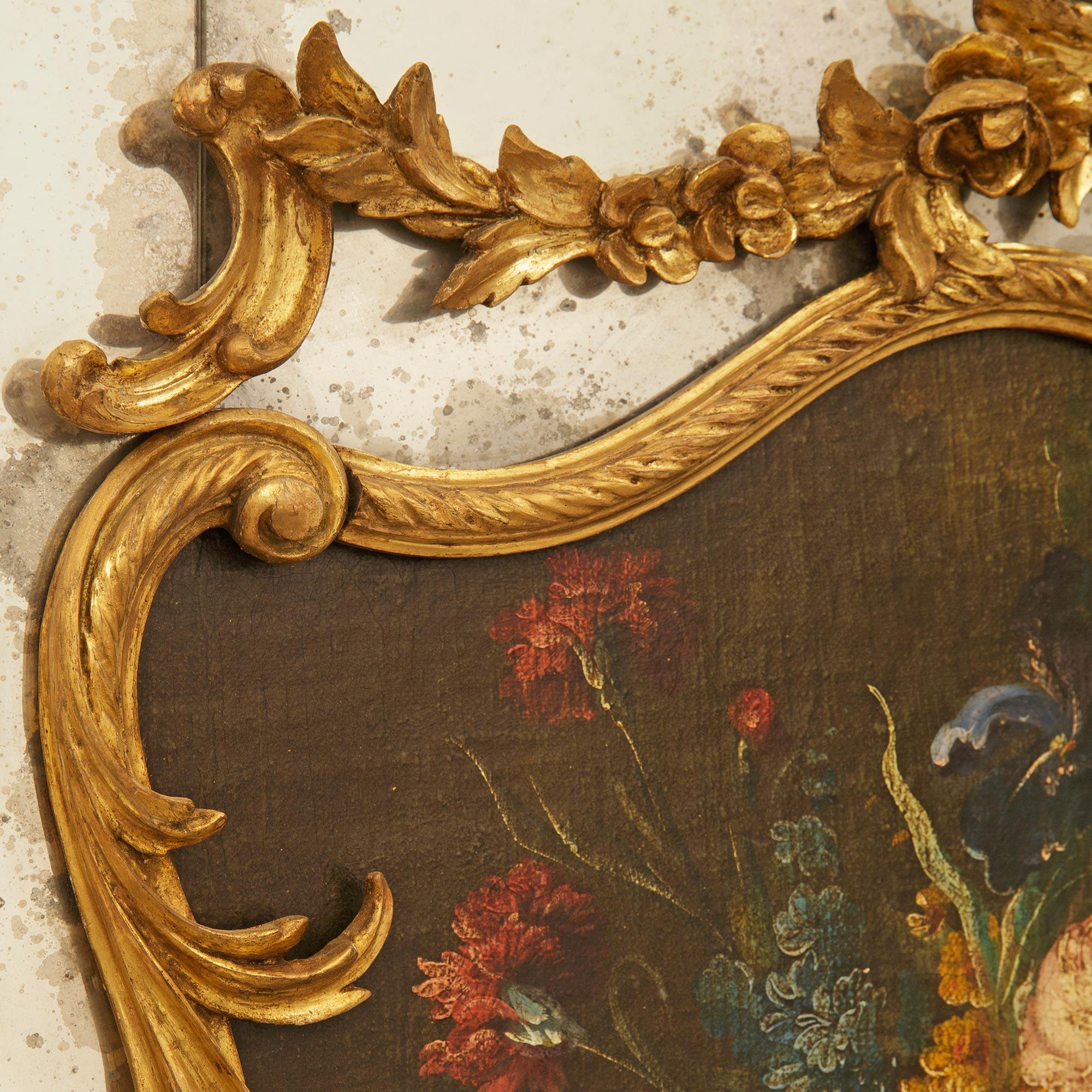 Specchio Trumeau francese del XIX secolo in legno di gilt Luigi XV in vendita 3