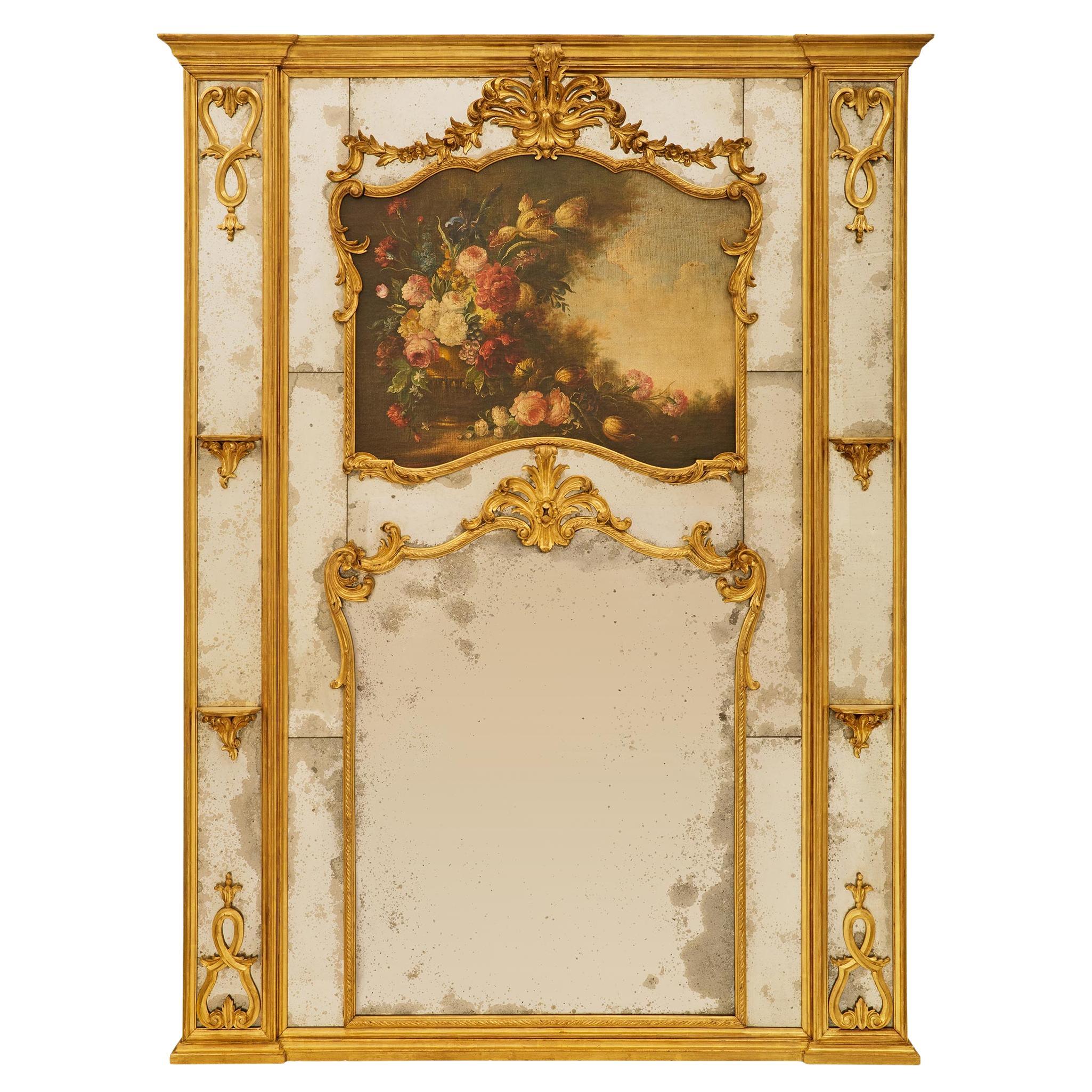 Französisch 19. Jahrhundert Louis XV st. Giltwood Trumeau Spiegel