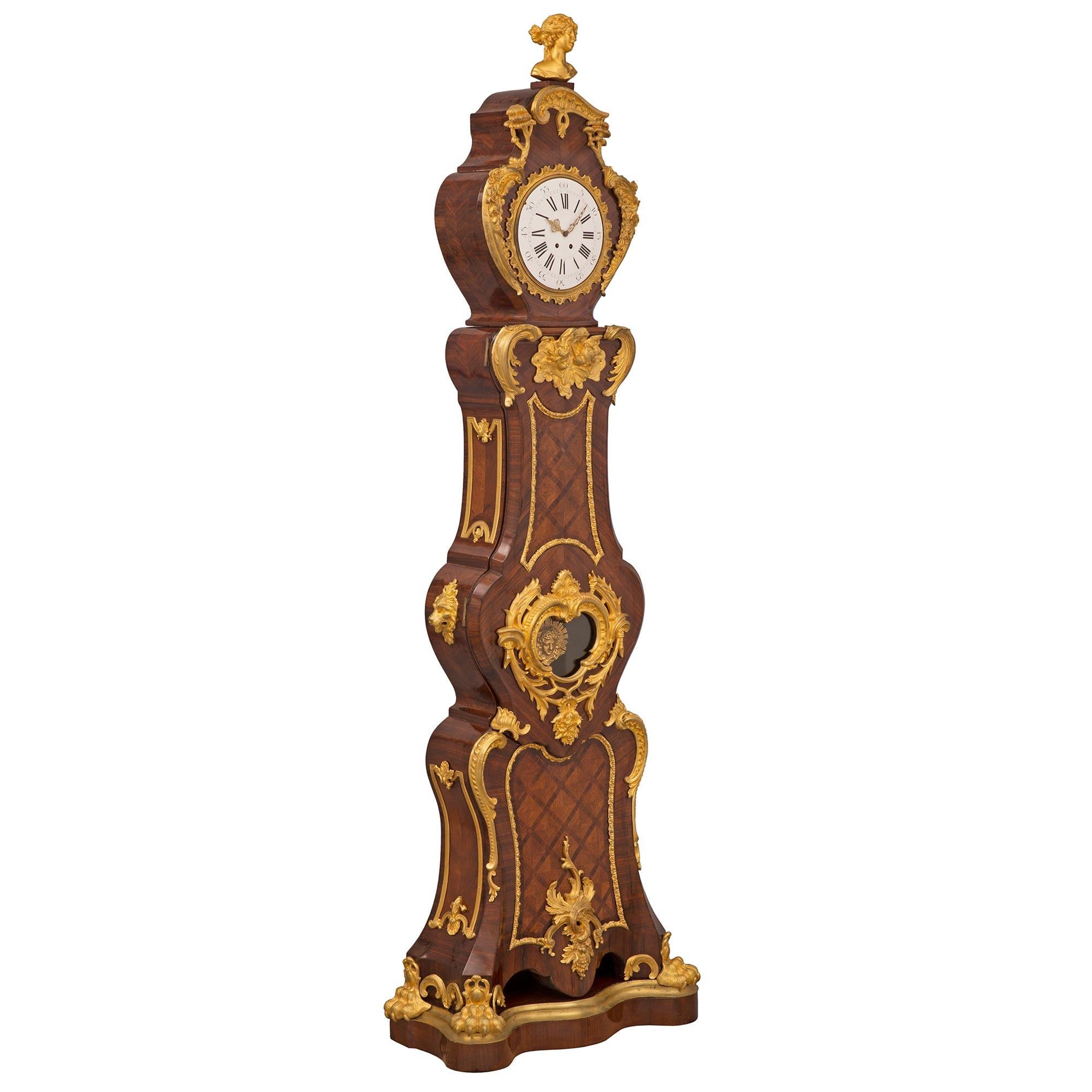 French 19th Century Louis XV St. Grandfather Clock In Good Condition For Sale In West Palm Beach, FL