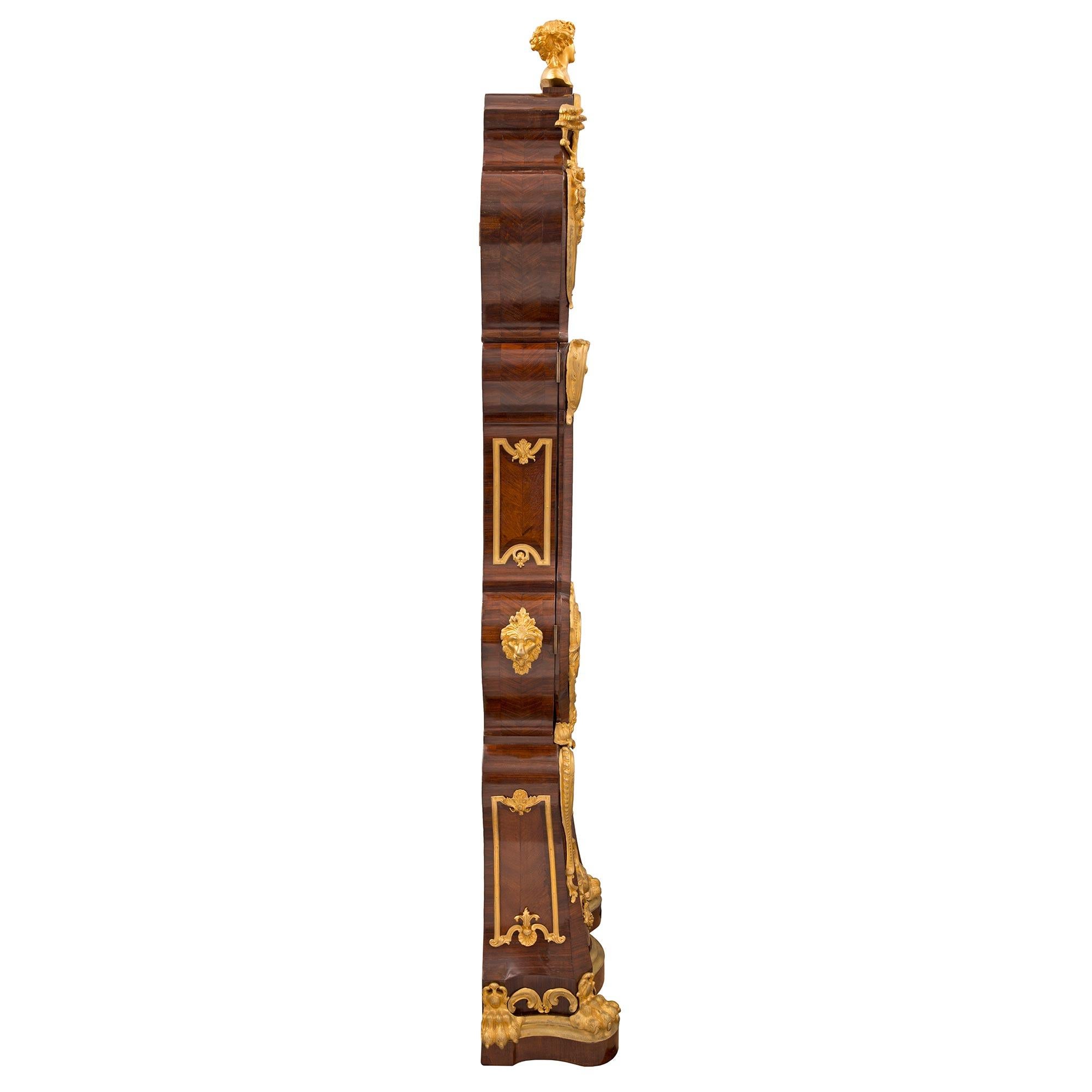 Kingwood French 19th Century Louis XV St. Grandfather Clock For Sale
