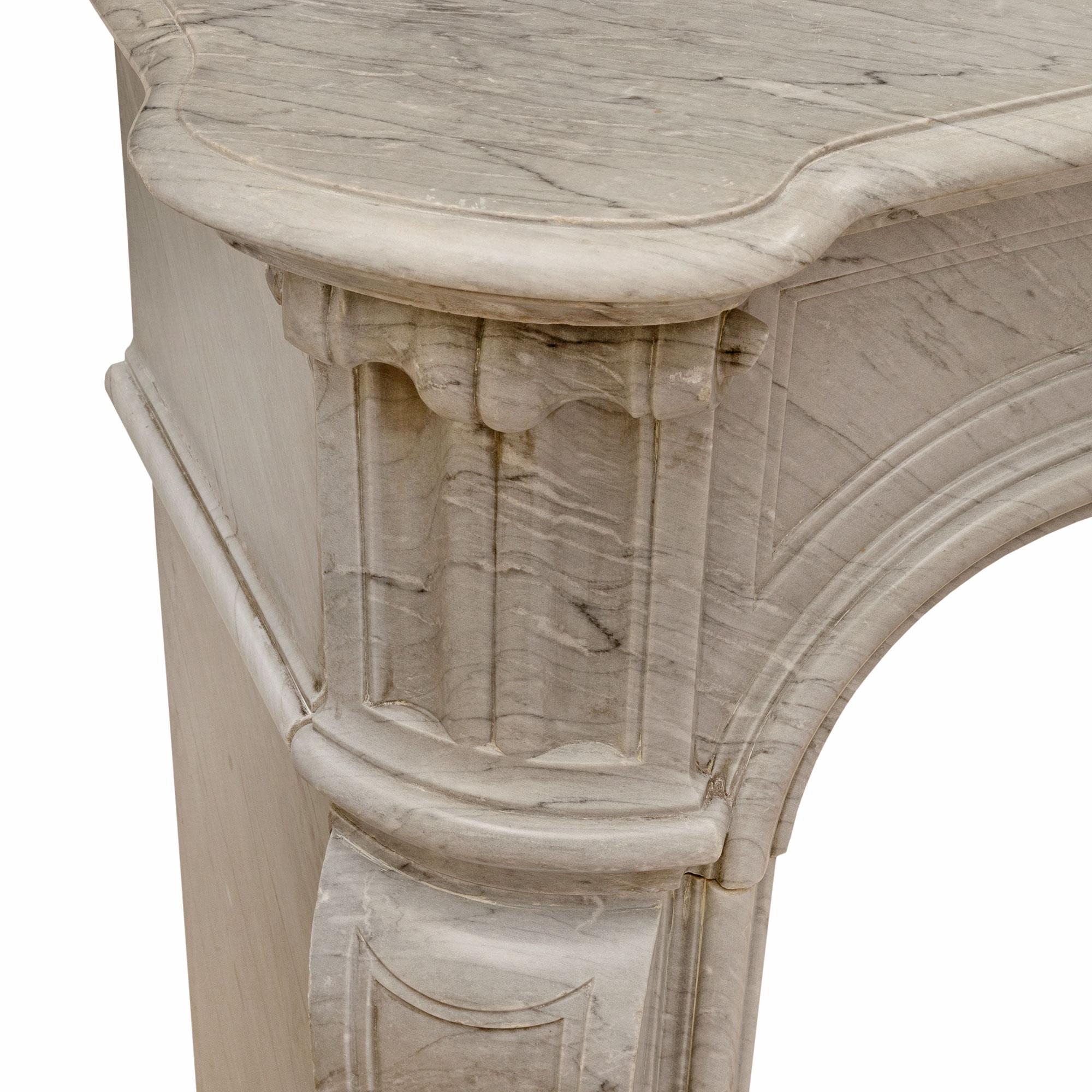 French 19th Century Louis XV St. Gris St. Anne Marble Fireplace Mantel In Good Condition For Sale In West Palm Beach, FL