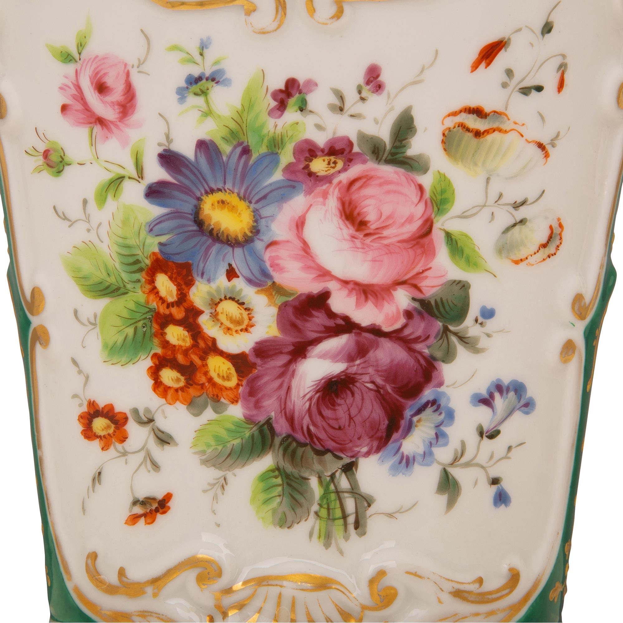 French 19th Century Louis XV St. Hand Painted Porcelain Vase For Sale 5