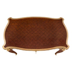 French 19th Century Louis XV St. Kingwood and Ormolu Desk, Attributed to Linke