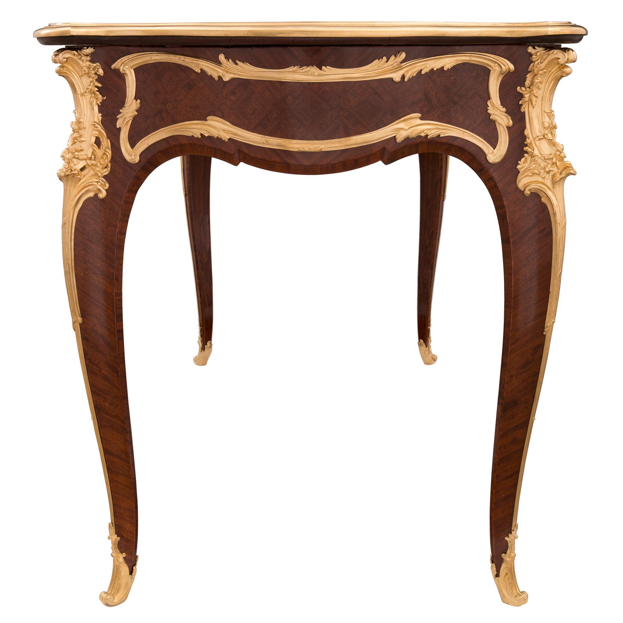 French 19th Century Louis XV St. Kingwood and Ormolu Desk, Attributed to Linke For Sale 2