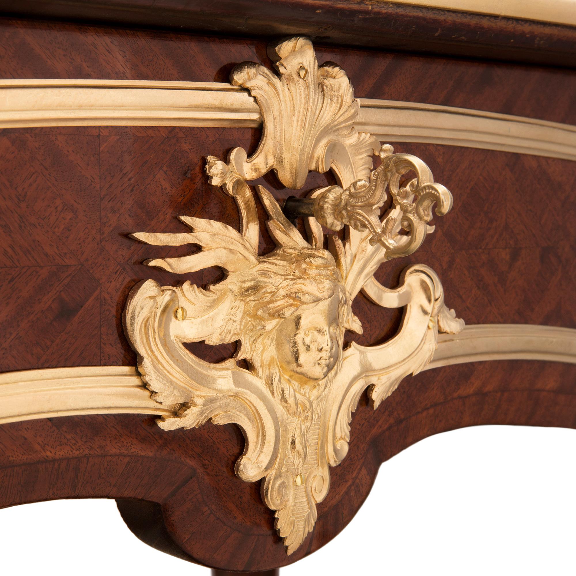 French 19th Century Louis XV St. Kingwood and Ormolu Desk, Attributed to Linke For Sale 3