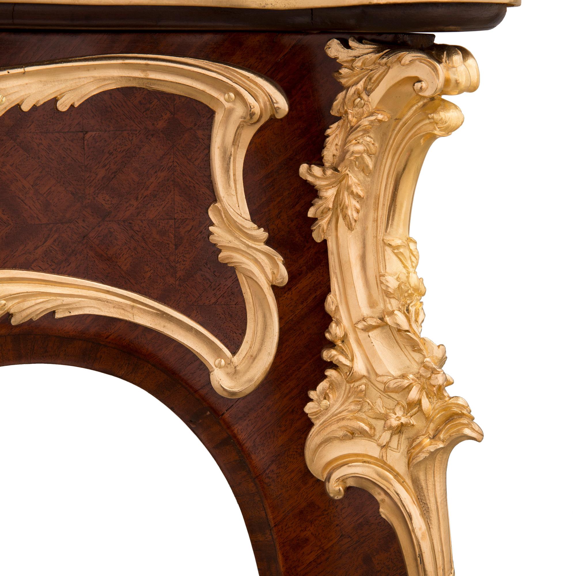 French 19th Century Louis XV St. Kingwood and Ormolu Desk, Attributed to Linke For Sale 4