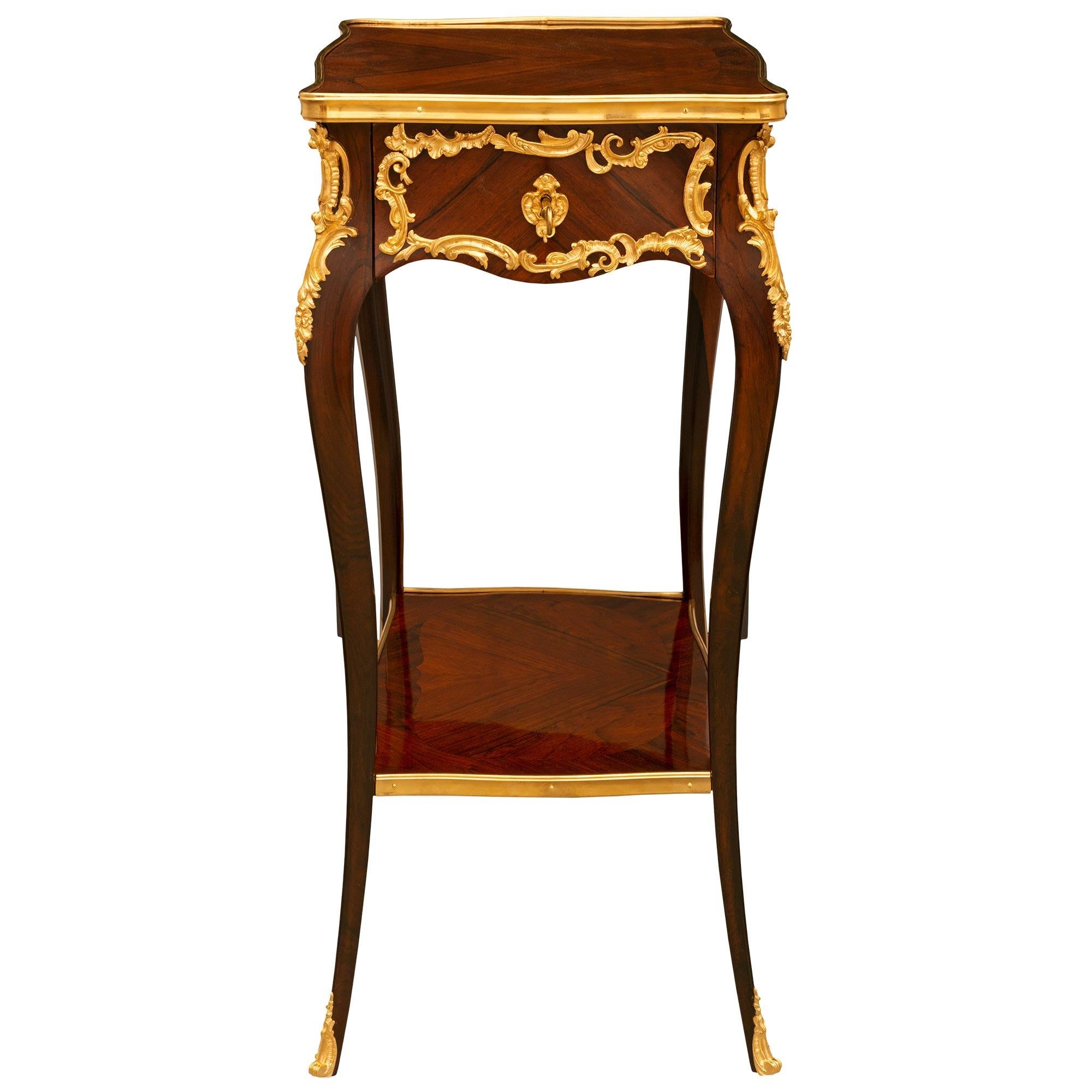 French 19th Century Louis XV St. Kingwood and Ormolu Side Table In Good Condition For Sale In West Palm Beach, FL