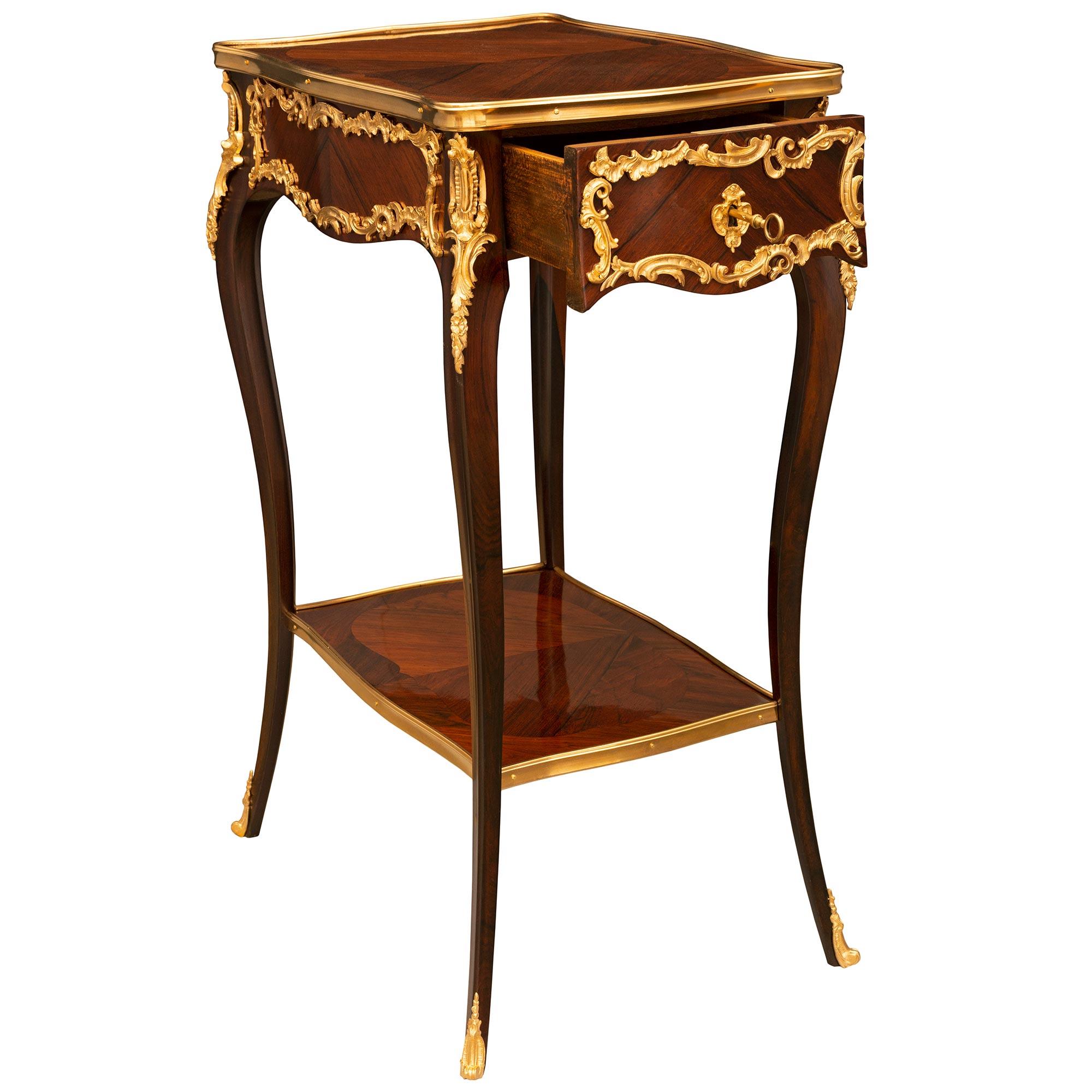 French 19th Century Louis XV St. Kingwood and Ormolu Side Table For Sale 2
