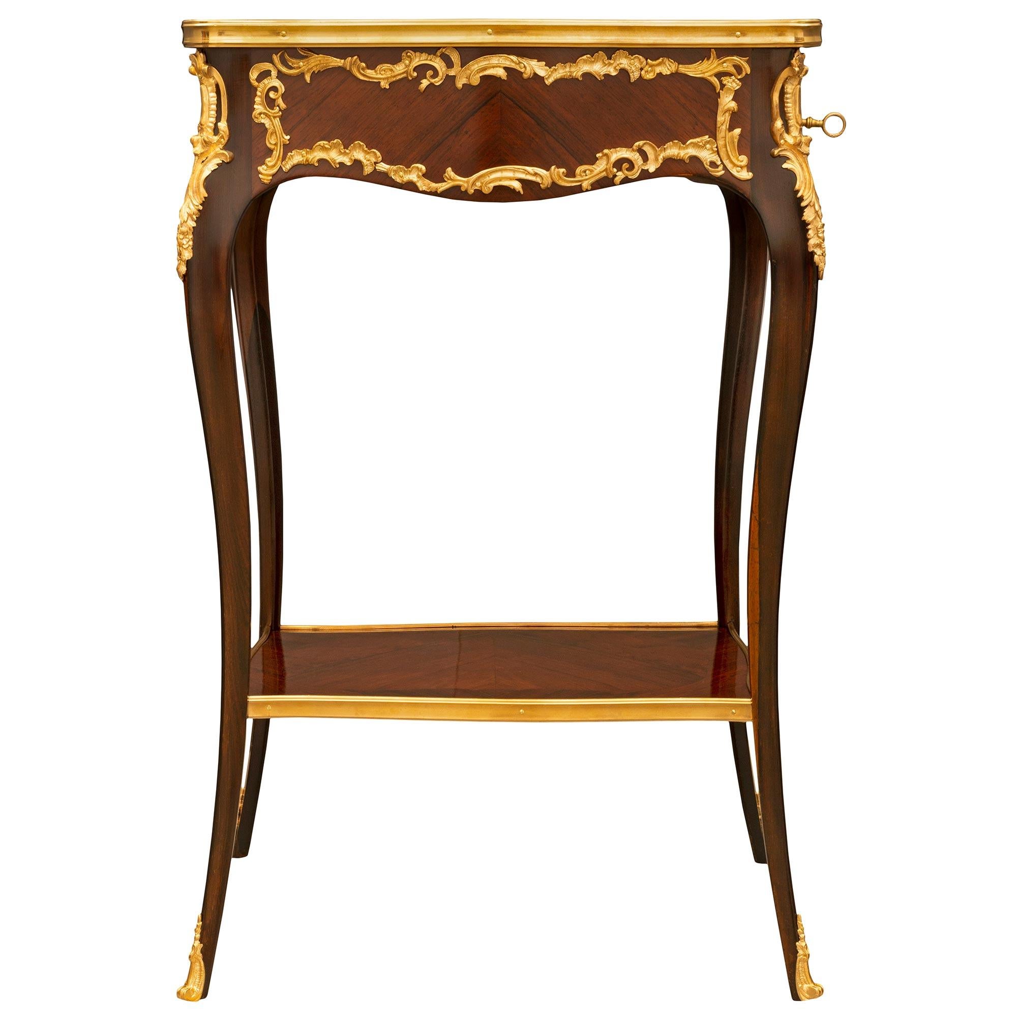 French 19th Century Louis XV St. Kingwood and Ormolu Side Table For Sale 3