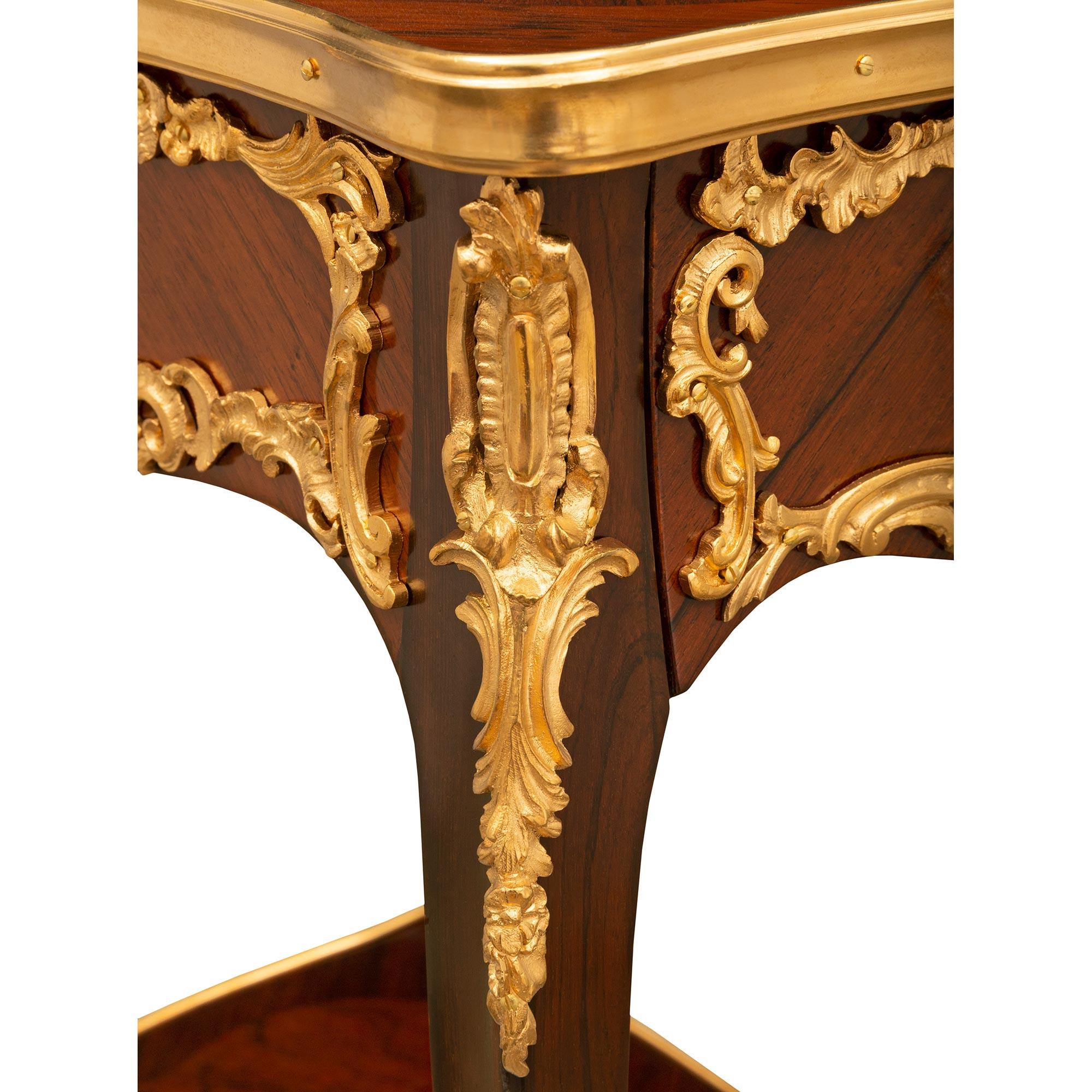 French 19th Century Louis XV St. Kingwood and Ormolu Side Table For Sale 4