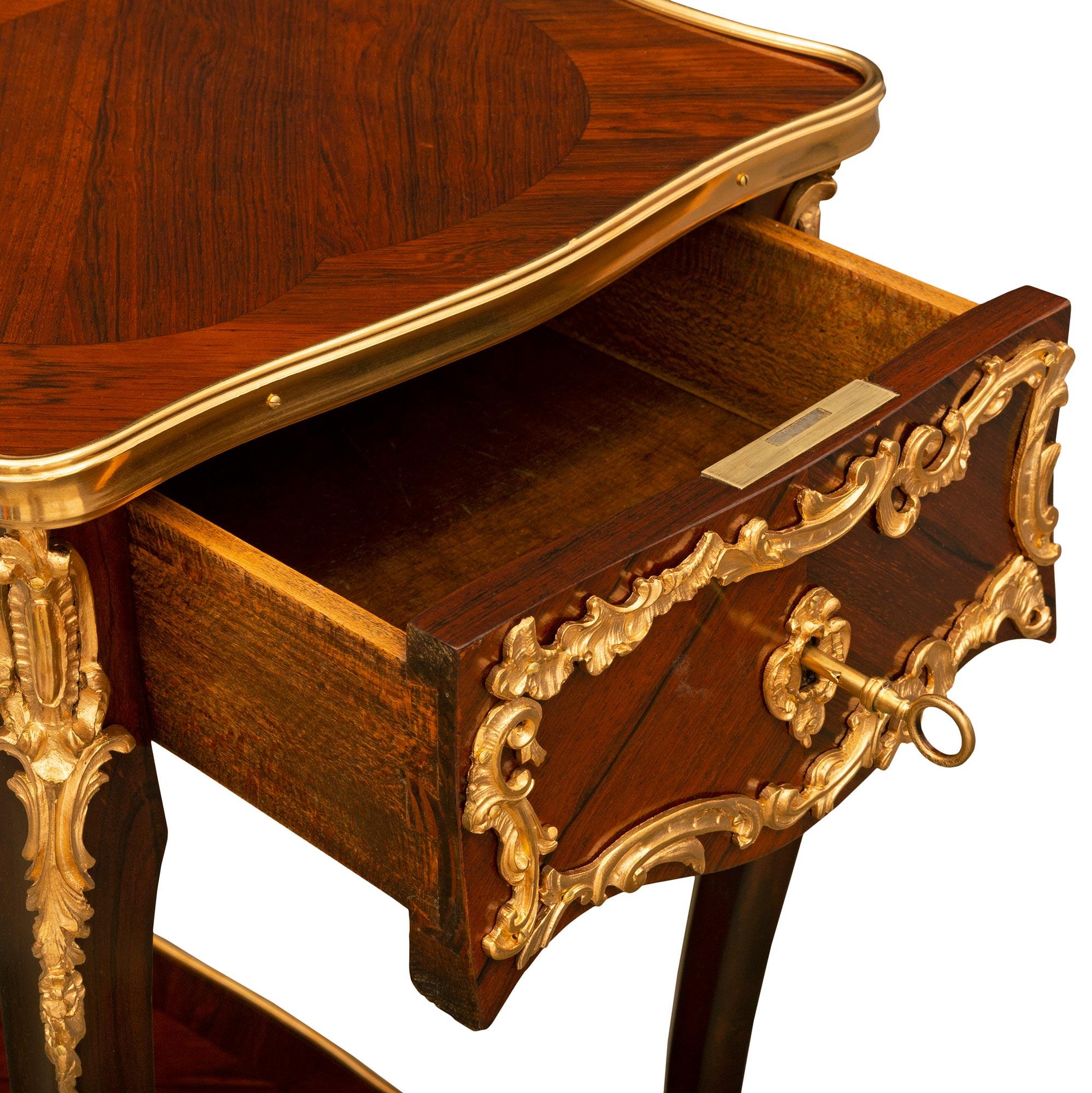 French 19th Century Louis XV St. Kingwood and Ormolu Side Table For Sale 6