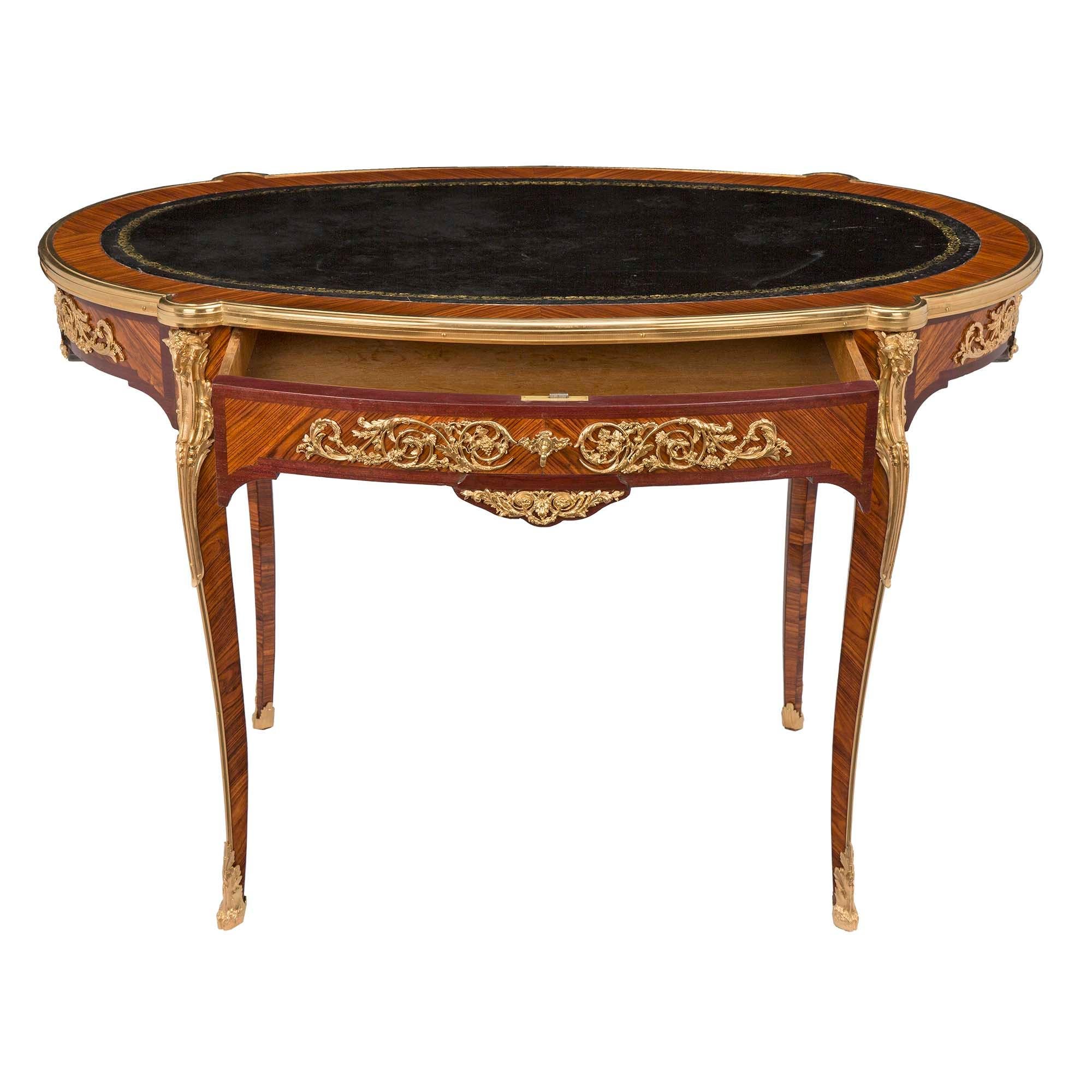French 19th Century Louis XV St. Kingwood and Ormolu Side Table or Desk In Good Condition For Sale In West Palm Beach, FL