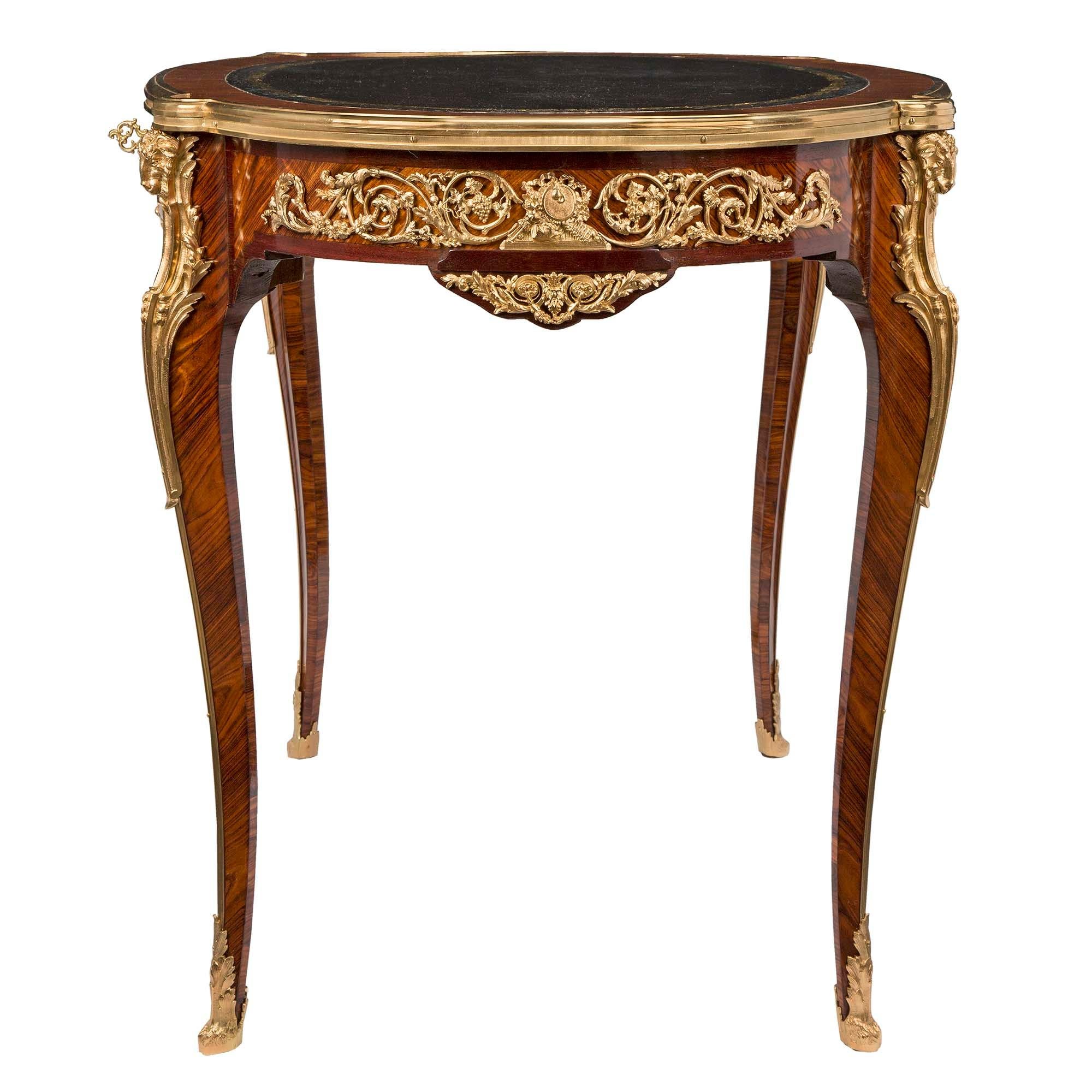French 19th Century Louis XV St. Kingwood and Ormolu Side Table or Desk For Sale 1