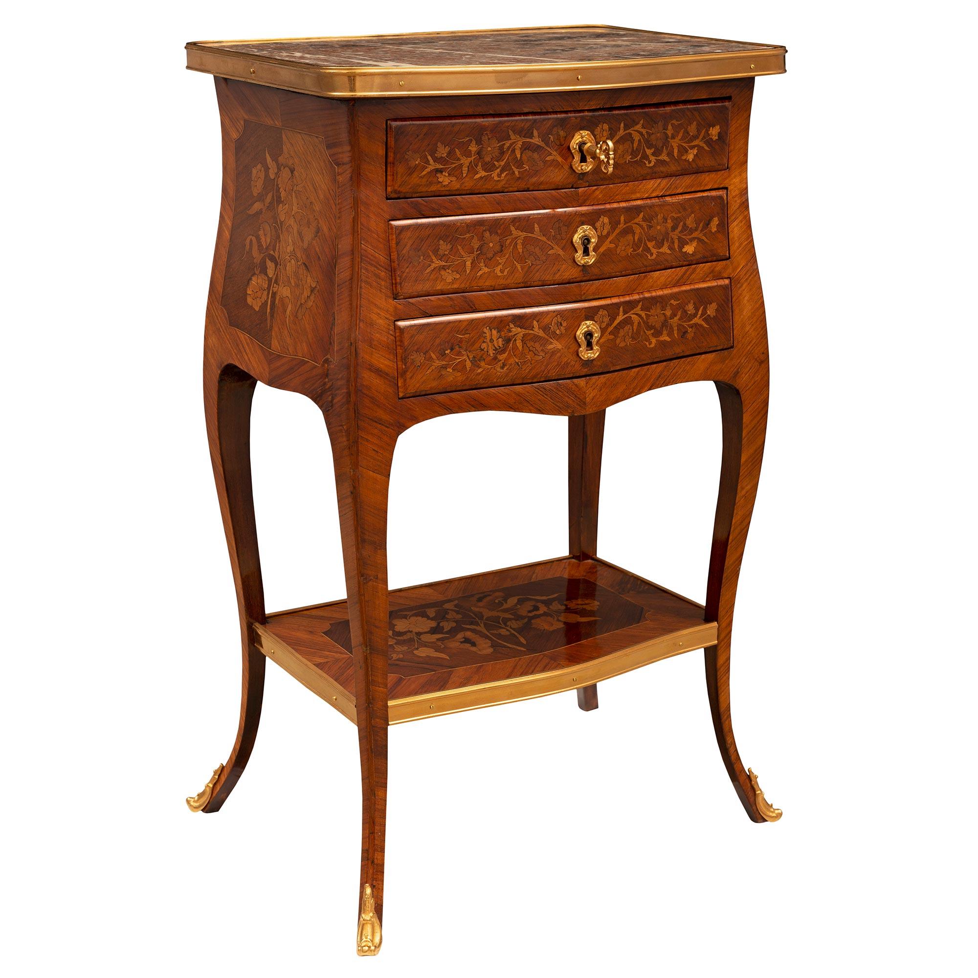French 19th Century Louis XV St. Kingwood and Tulipwood Side Table In Good Condition For Sale In West Palm Beach, FL