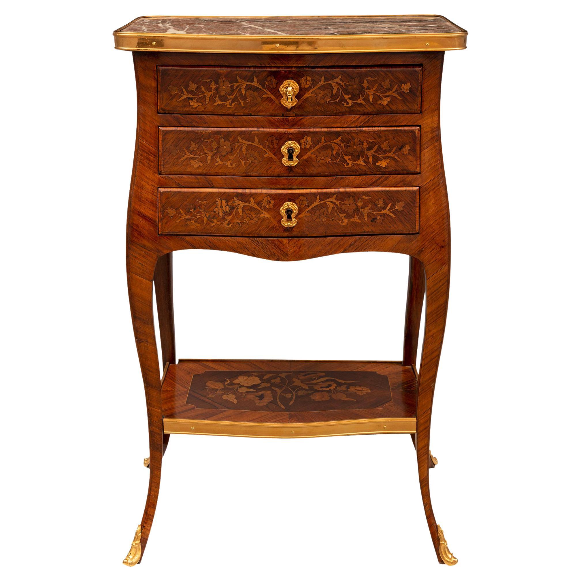 French 19th Century Louis XV St. Kingwood and Tulipwood Side Table