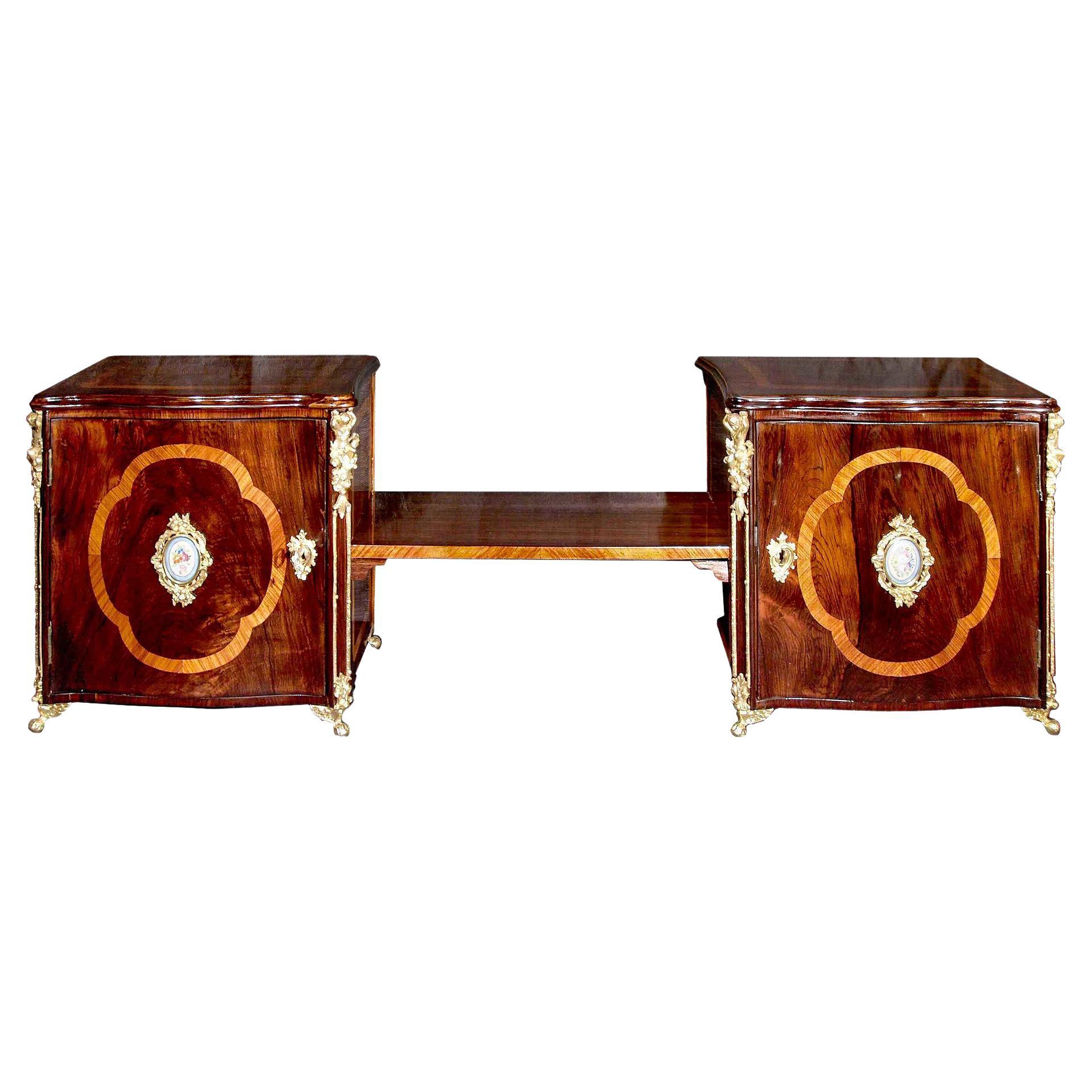 French 19th Century Louis XV St. Kingwood and Tulipwood Two Part Cabinet For Sale