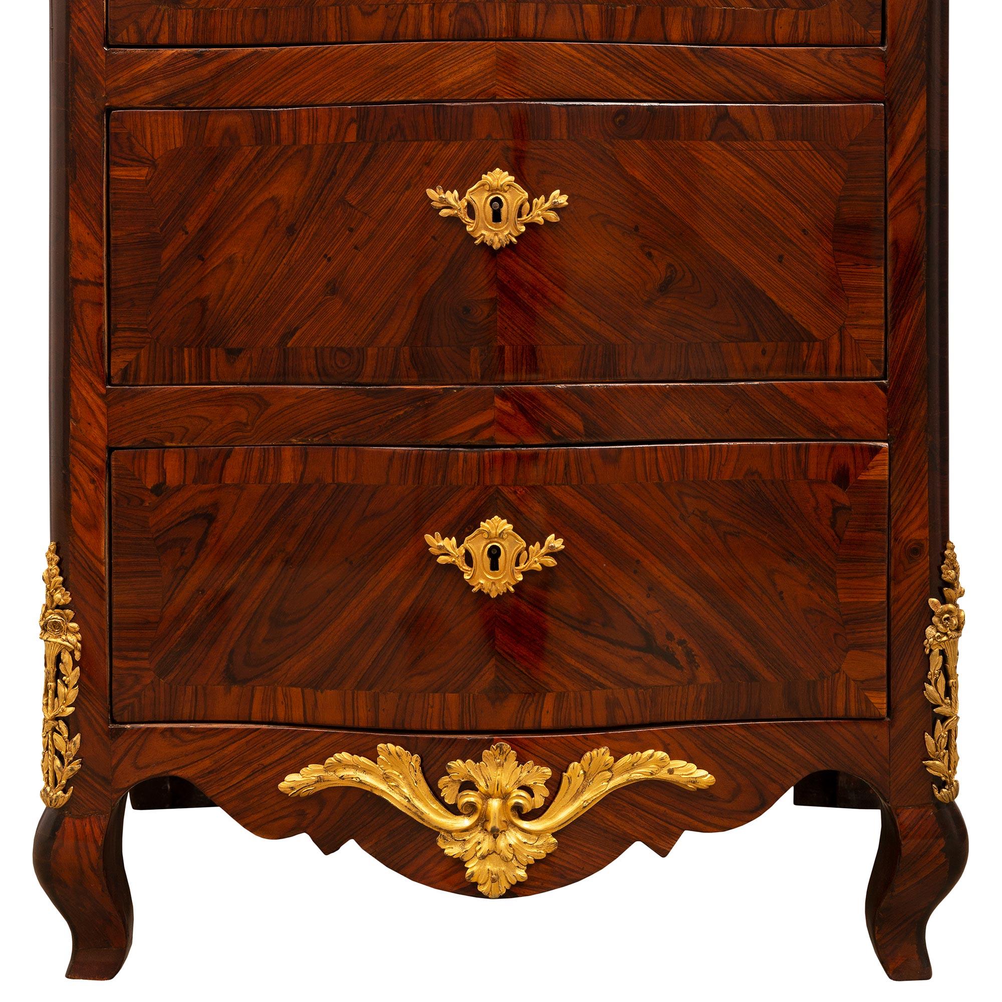 French 19th Century Louis XV St. Kingwood Inlaid Secretary For Sale 7