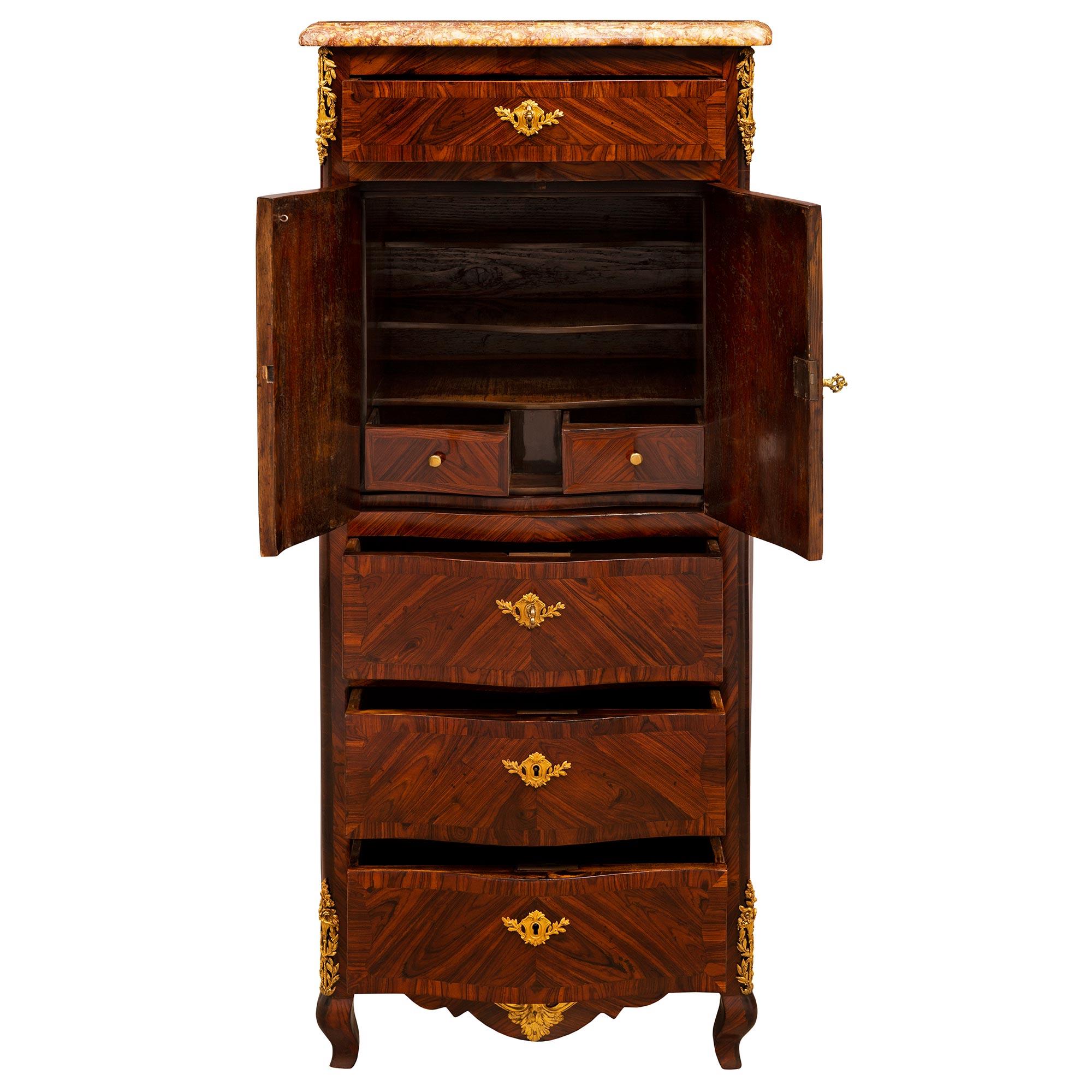 French 19th Century Louis XV St. Kingwood Inlaid Secretary In Good Condition For Sale In West Palm Beach, FL