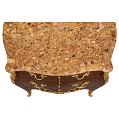 French 19th Century Louis XV St. Kingwood, Leather, Ormolu And Marble Commode