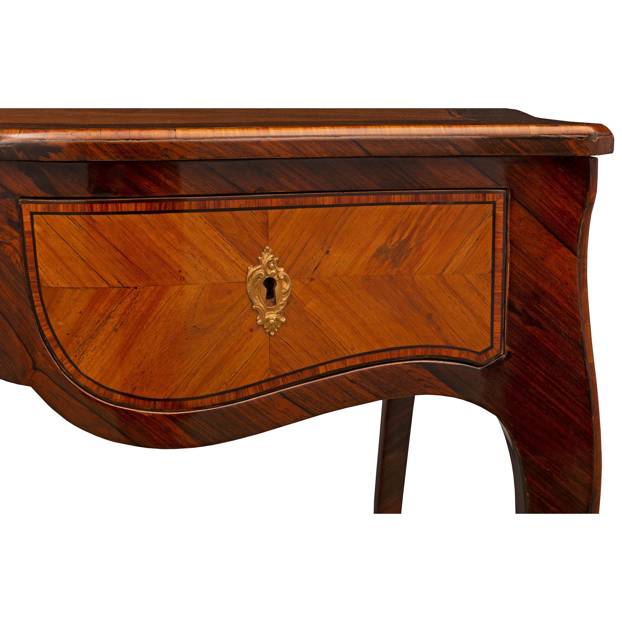 French 19th Century Louis XV St. Kingwood, Tulipwood and Ormolu Bureau Plat Desk 7