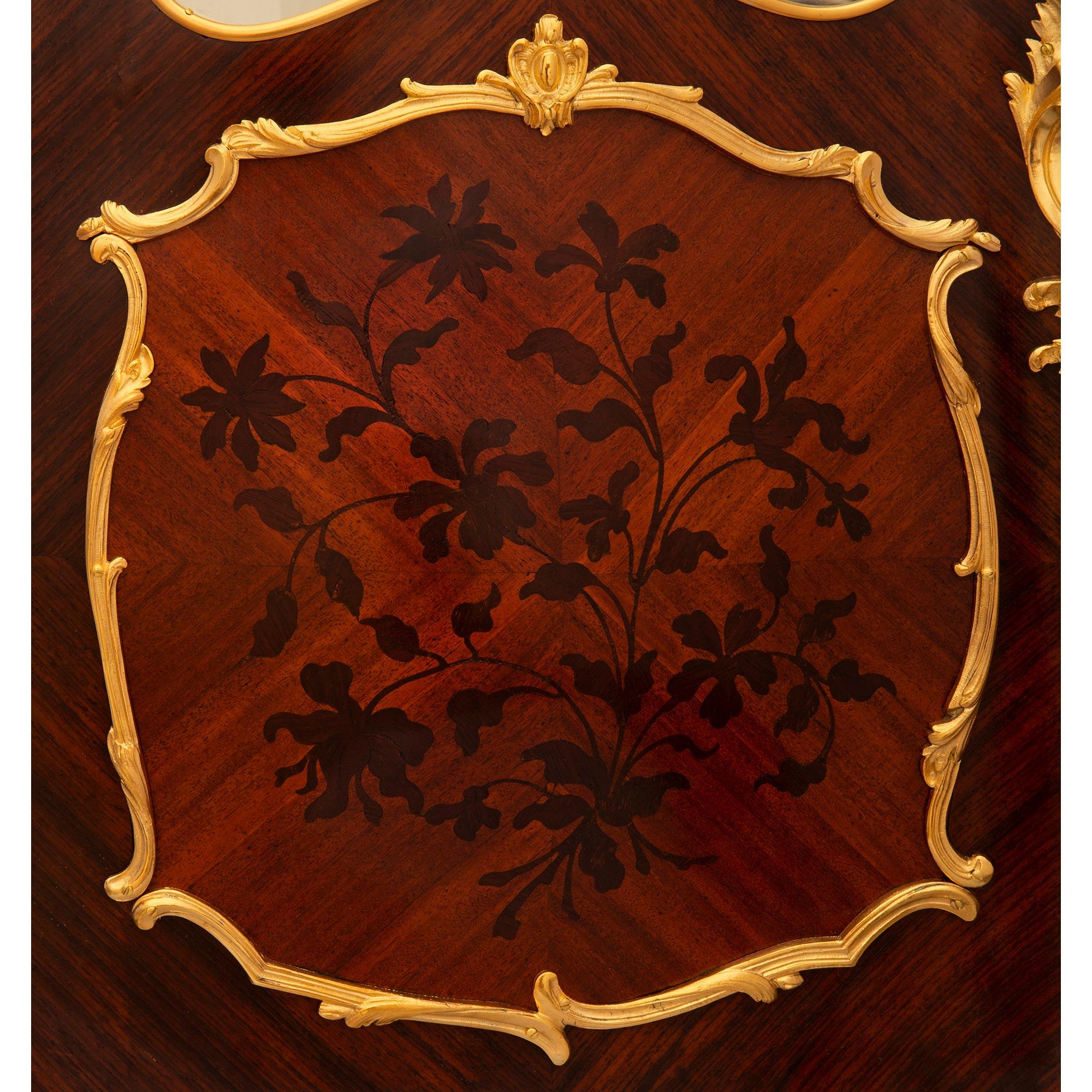 French 19th Century Louis XV St. Kingwood, Tulipwood and Ormolu Cabinet Vitrine For Sale 5