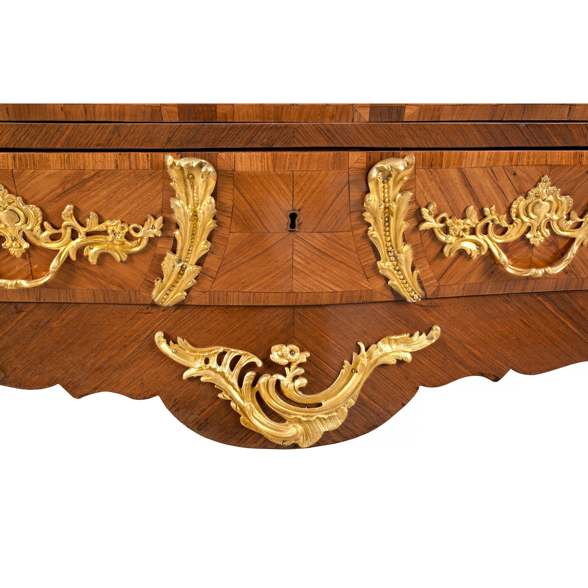 French 19th Century Louis XV St. Kingwood, Tulipwood and Ormolu Commode For Sale 4