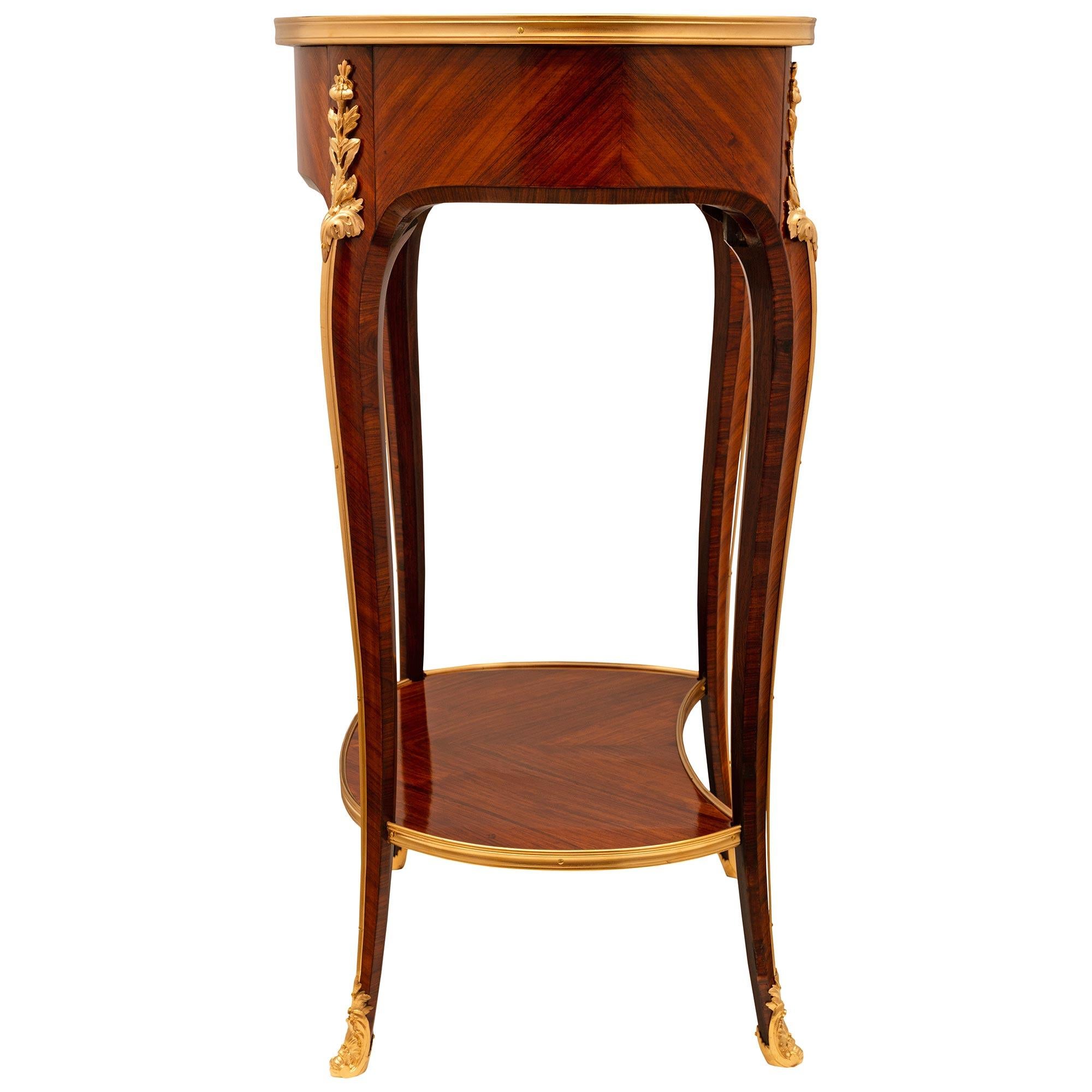 French 19th century Louis XV st. Kingwood, Tulipwood, and Ormolu side table For Sale 1