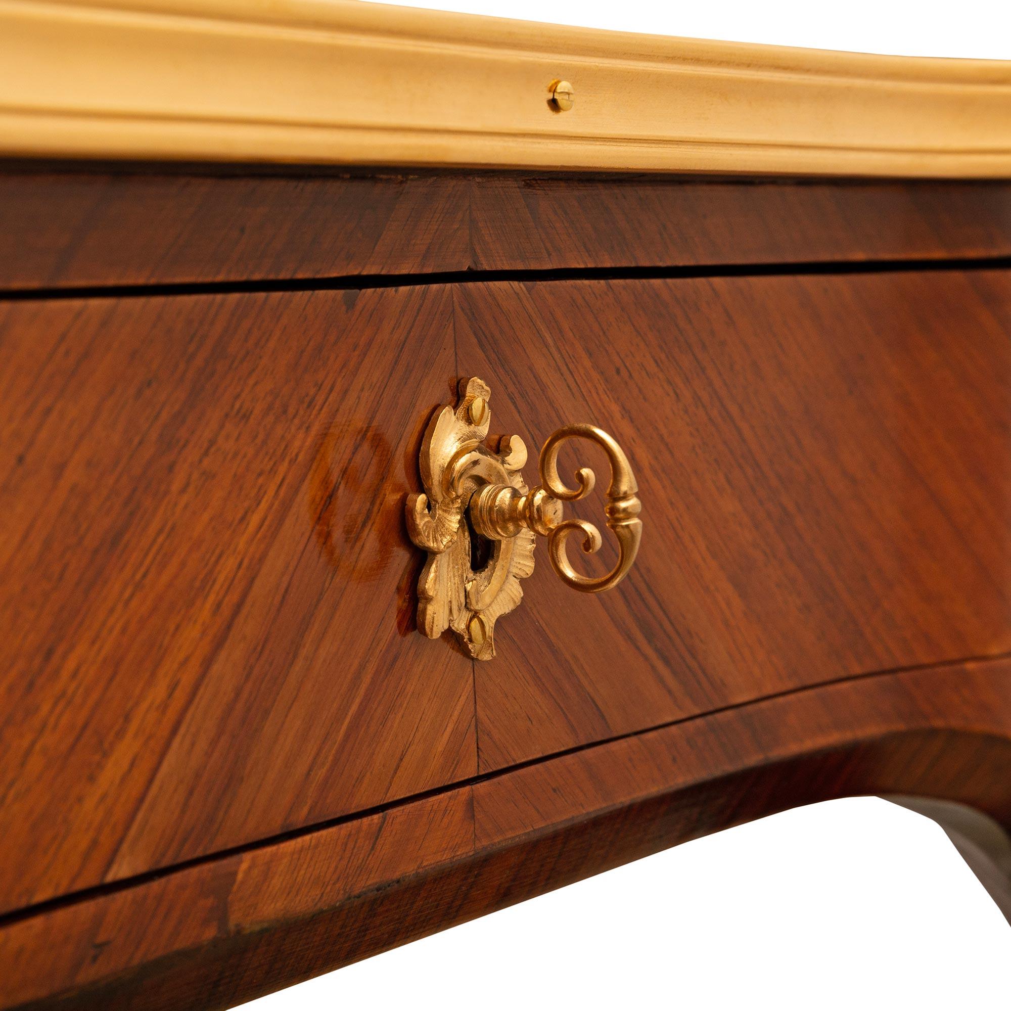 French 19th century Louis XV st. Kingwood, Tulipwood, and Ormolu side table For Sale 3