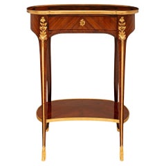 Antique French 19th century Louis XV st. Kingwood, Tulipwood, and Ormolu side table