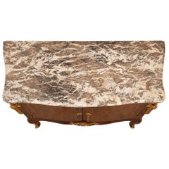 Cabinet français du 19ème siècle de style Louis XV en bois de violette, tulipier, bronze doré et marbre