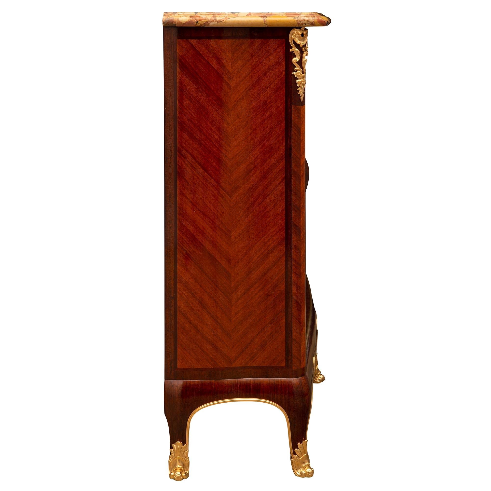 French 19th Century Louis XV St. Kingwood, Tulipwood, Ormolu and Marble Étagère For Sale 1