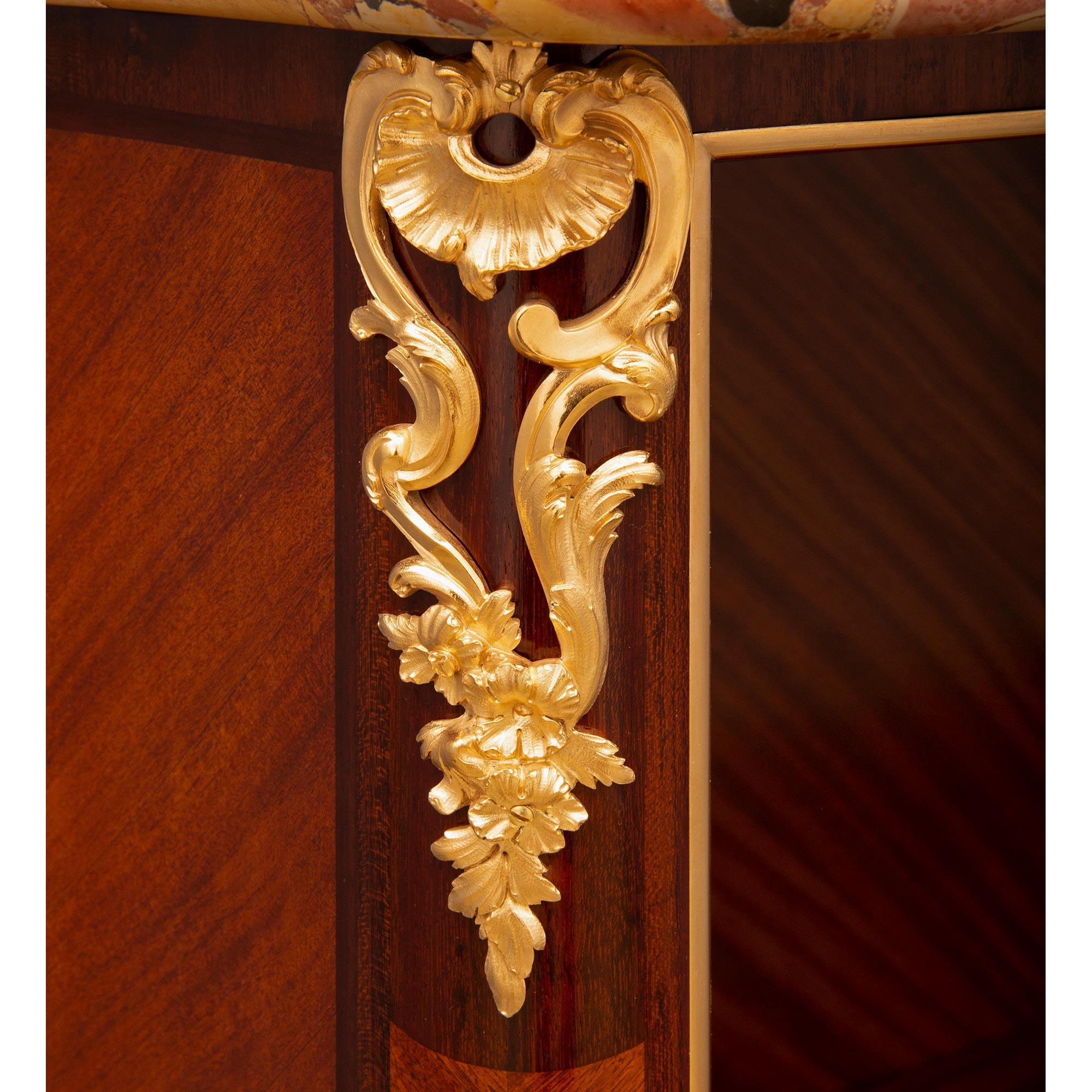 French 19th Century Louis XV St. Kingwood, Tulipwood, Ormolu and Marble Étagère For Sale 3