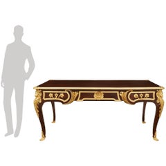 French 19th century Louis XV st. Mahogany and Ormolu Bureau Plat desk