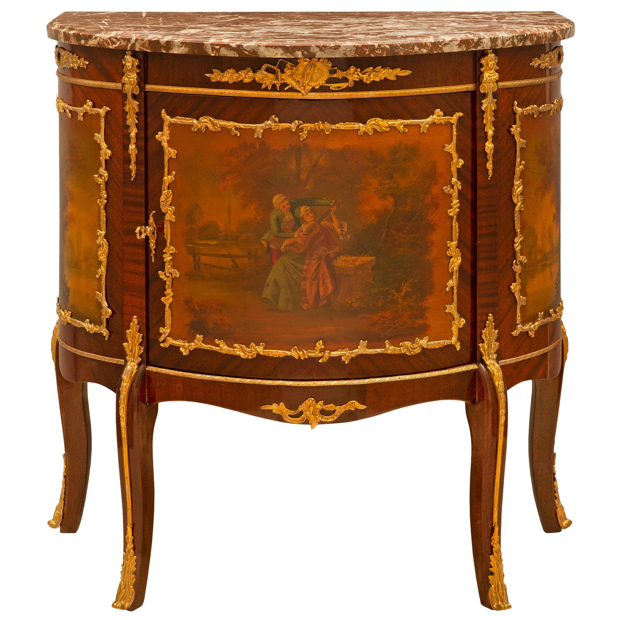 French 19th Century Louis XV St. Mahogany and Ormolu Cabinet For Sale 10