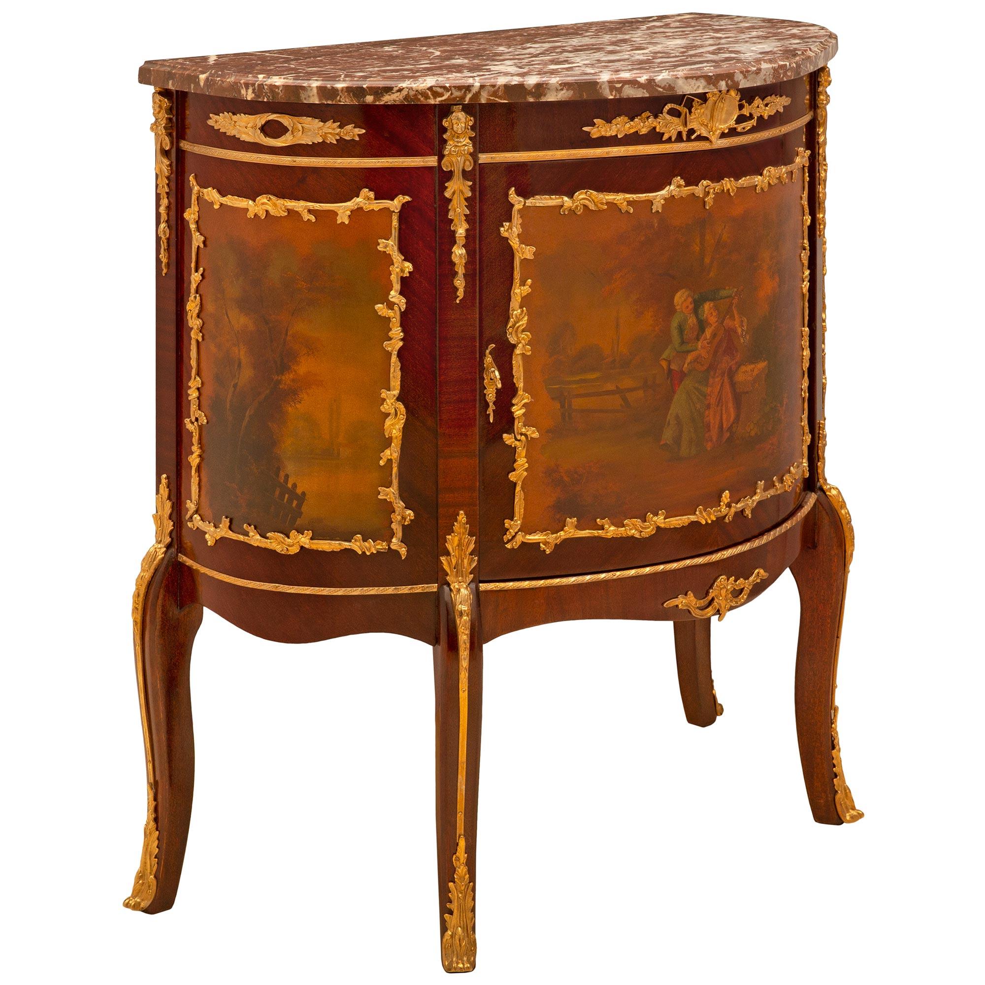 French 19th Century Louis XV St. Mahogany and Ormolu Cabinet In Good Condition For Sale In West Palm Beach, FL