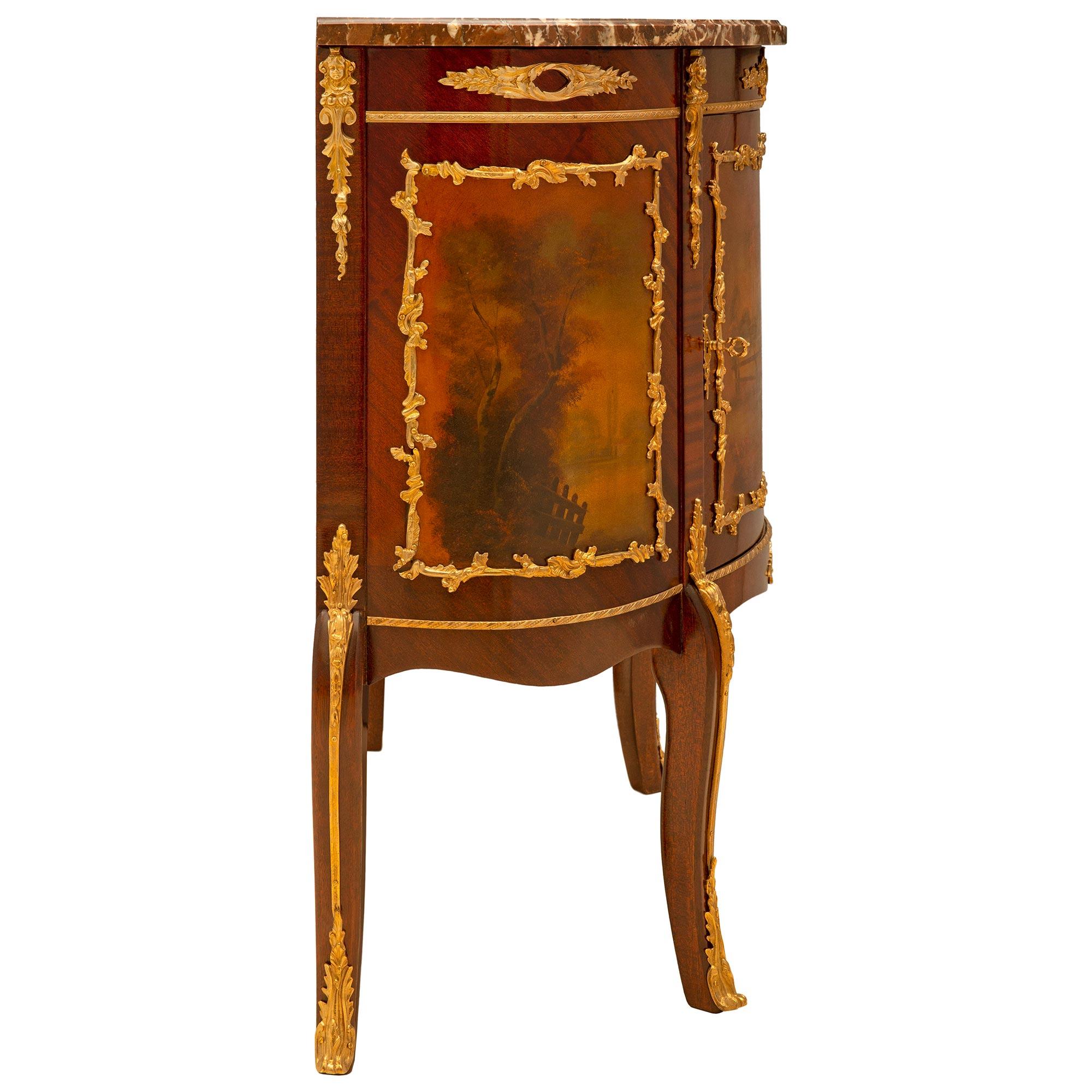 French 19th Century Louis XV St. Mahogany and Ormolu Cabinet For Sale 1