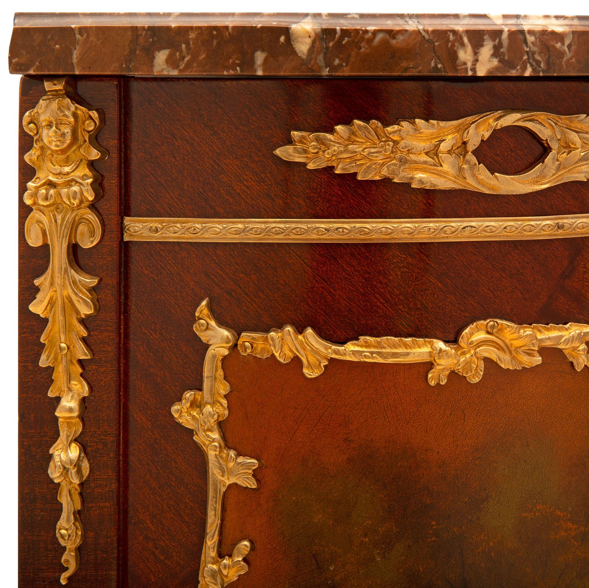 French 19th Century Louis XV St. Mahogany and Ormolu Cabinet For Sale 2