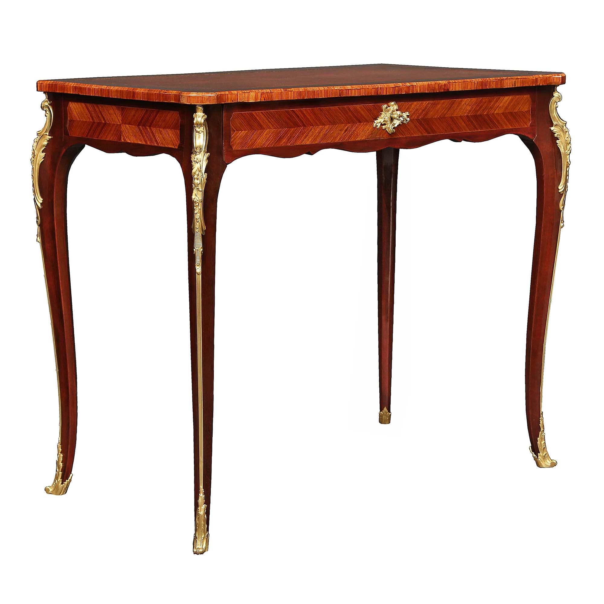 French 19th Century Louis XV St. Mahogany and Ormolu Desk In Good Condition For Sale In West Palm Beach, FL