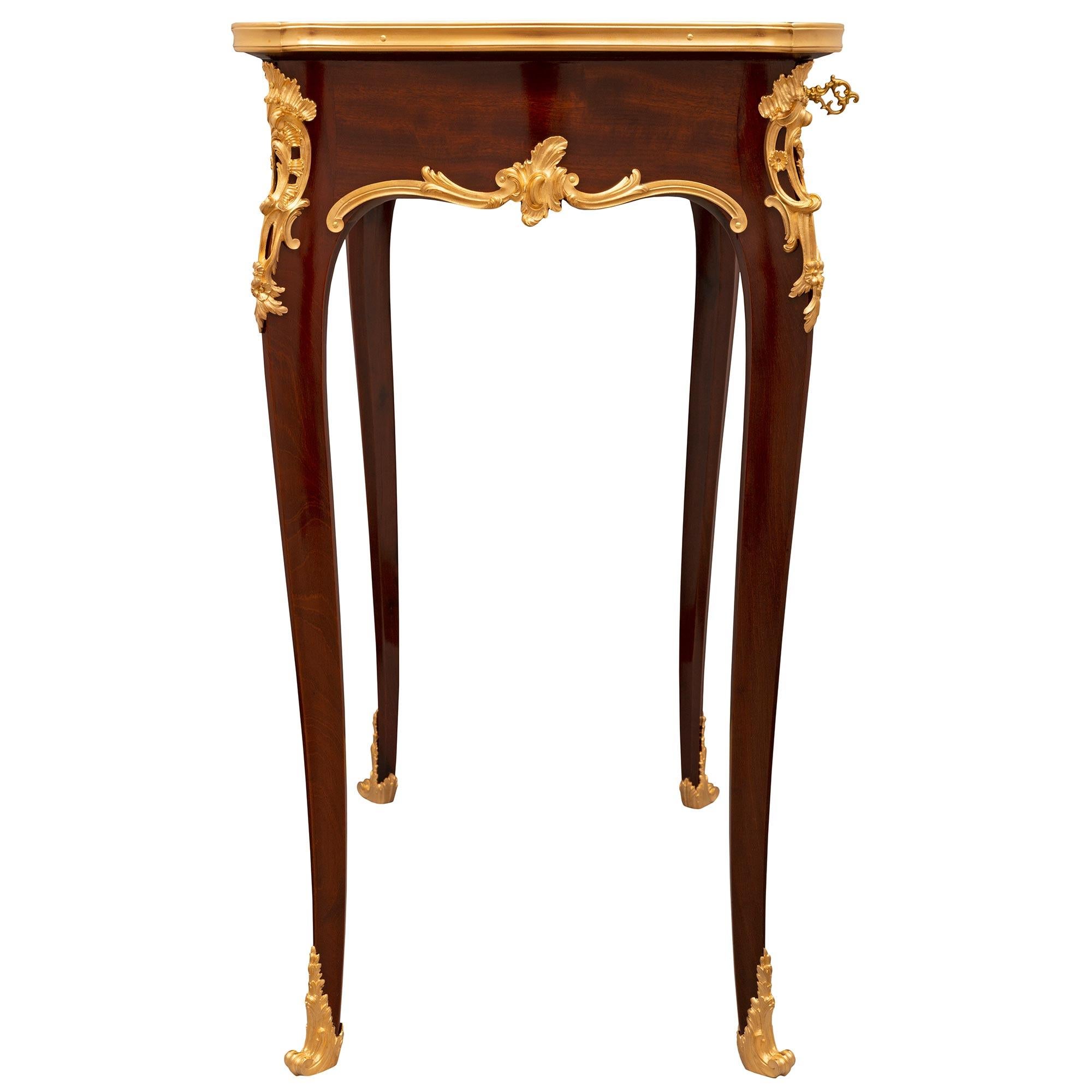 French 19th Century Louis XV St. Mahogany and Ormolu Side Table For Sale 2