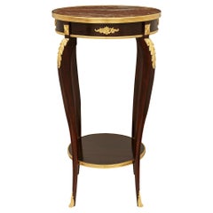French 19th century Louis XV st. Mahogany, Rouge marble and Ormolu side table