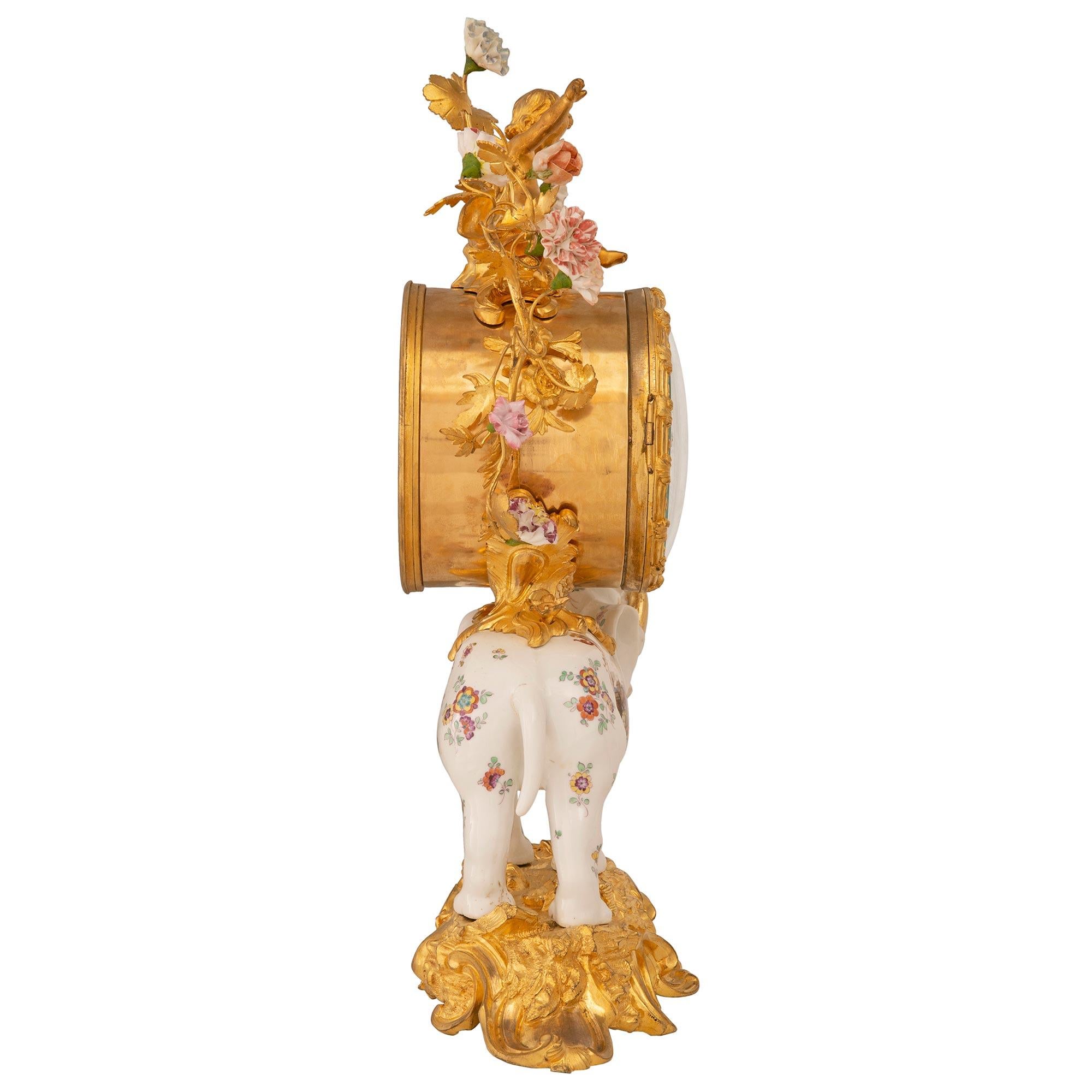 French 19th Century Louis XV St. Meissen Porcelain and Ormolu Clock In Good Condition For Sale In West Palm Beach, FL
