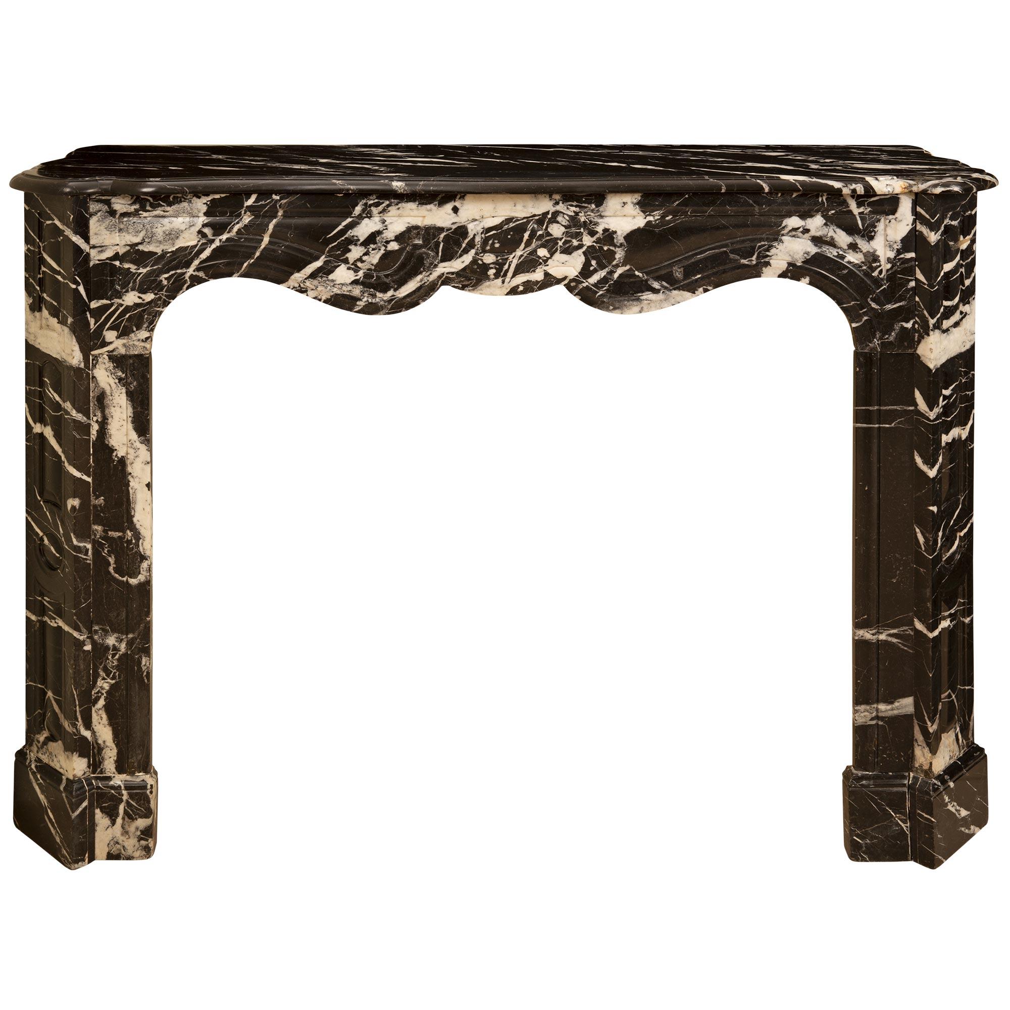 French 19th Century Louis XV St. Noir Antique Marble Mantel For Sale